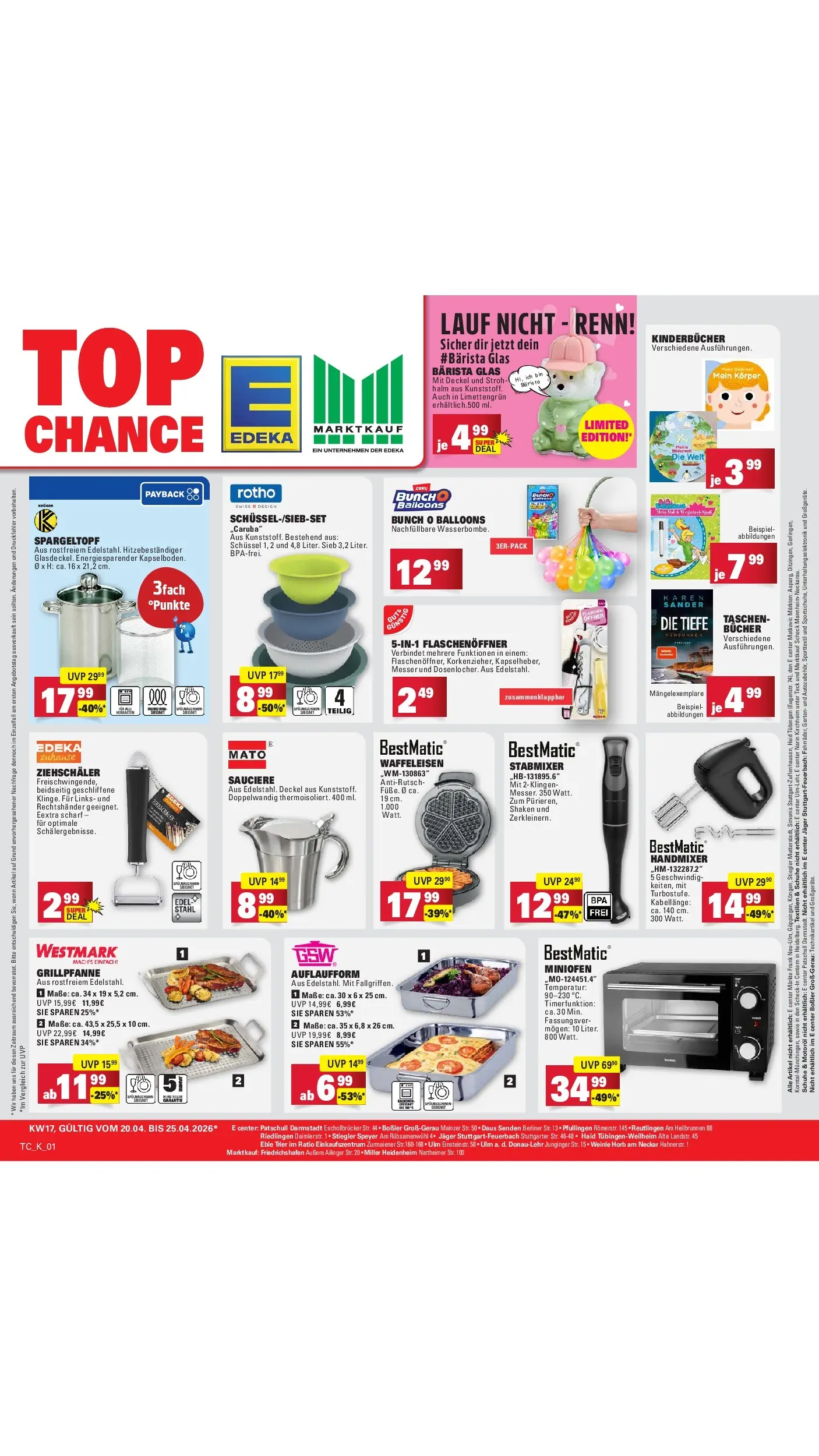 Angebote (ab 20.04.2026) zum Blättern | Seite: 62 | Produkte: Berliner, Handmixer, Waffeleisen, Stabmixer