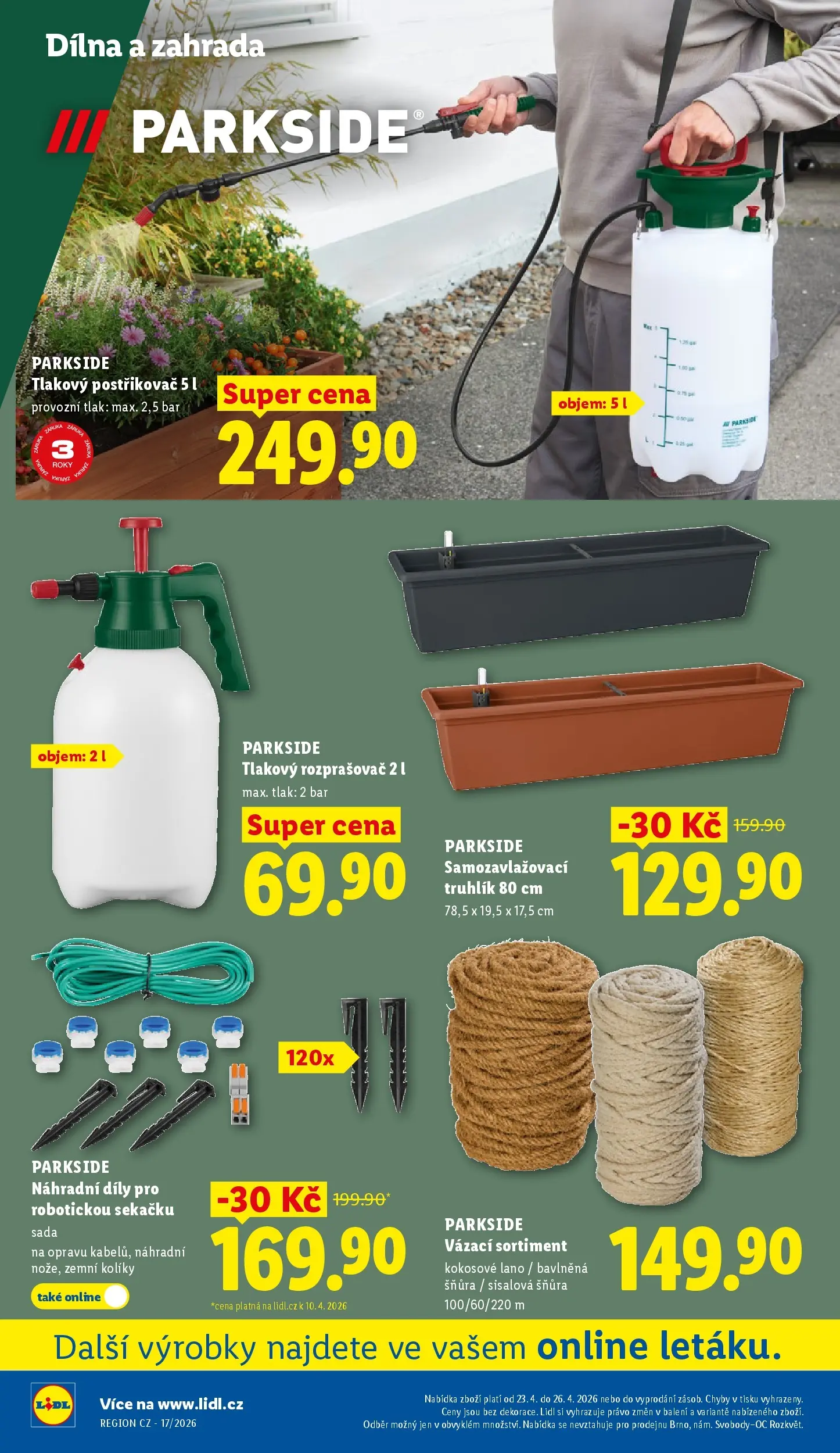 Lidl leták od 19.04.2026 - Nový akční leták | Strana: 12 | Produkty: Zahrada, Tlakový postřikovač, Samozavlažovací truhlík, Rozprašovač