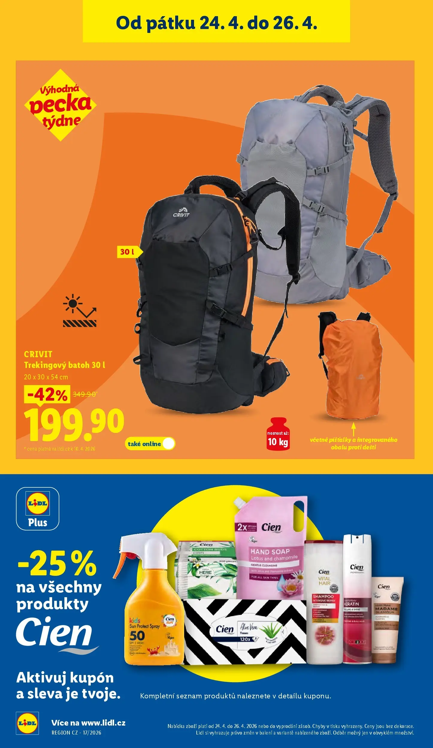 Lidl leták od 19.04.2026 - Nový akční leták | Strana: 20 | Produkty: Batoh, Cien, Aloe vera, Lotus