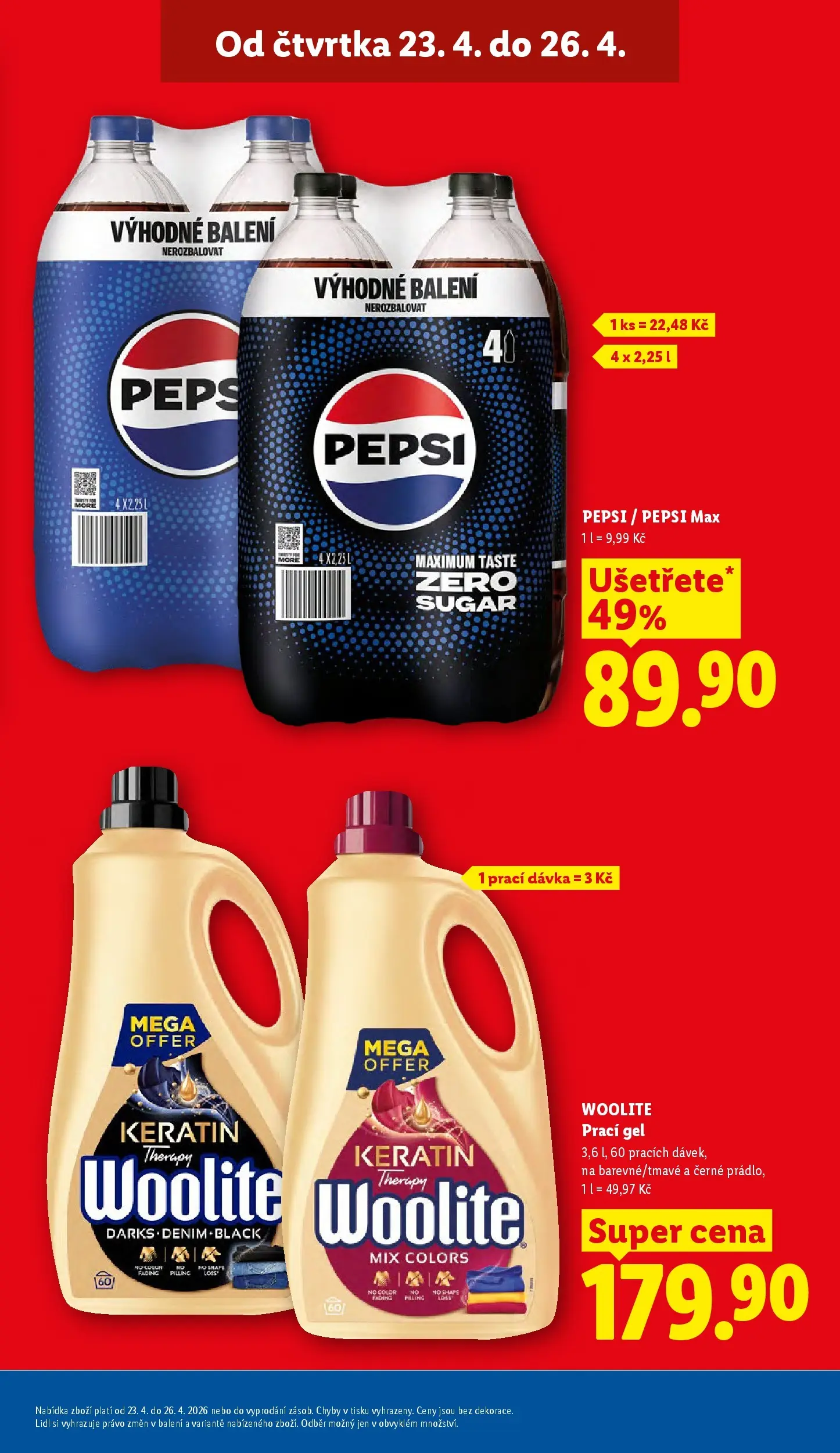 Lidl leták od 22.04.2026 - Nový akční leták | Strana: 7 | Produkty: Prací gel, Pepsi, Woolite, Pepsi Max