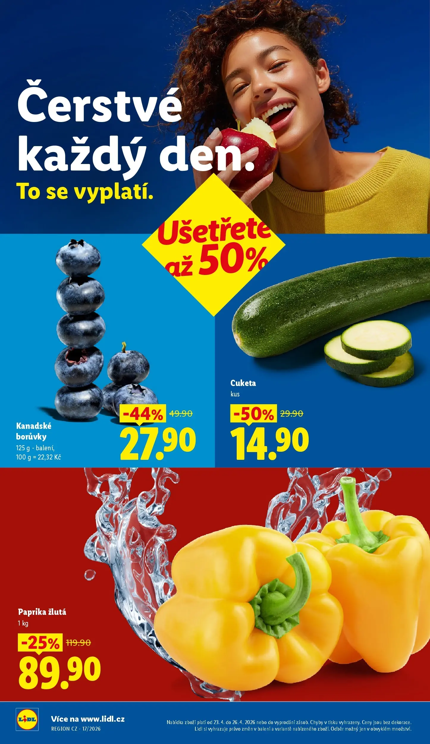 Lidl leták od 22.04.2026 - Nový akční leták | Strana: 10 | Produkty: Borůvky, Cuketa, Paprika