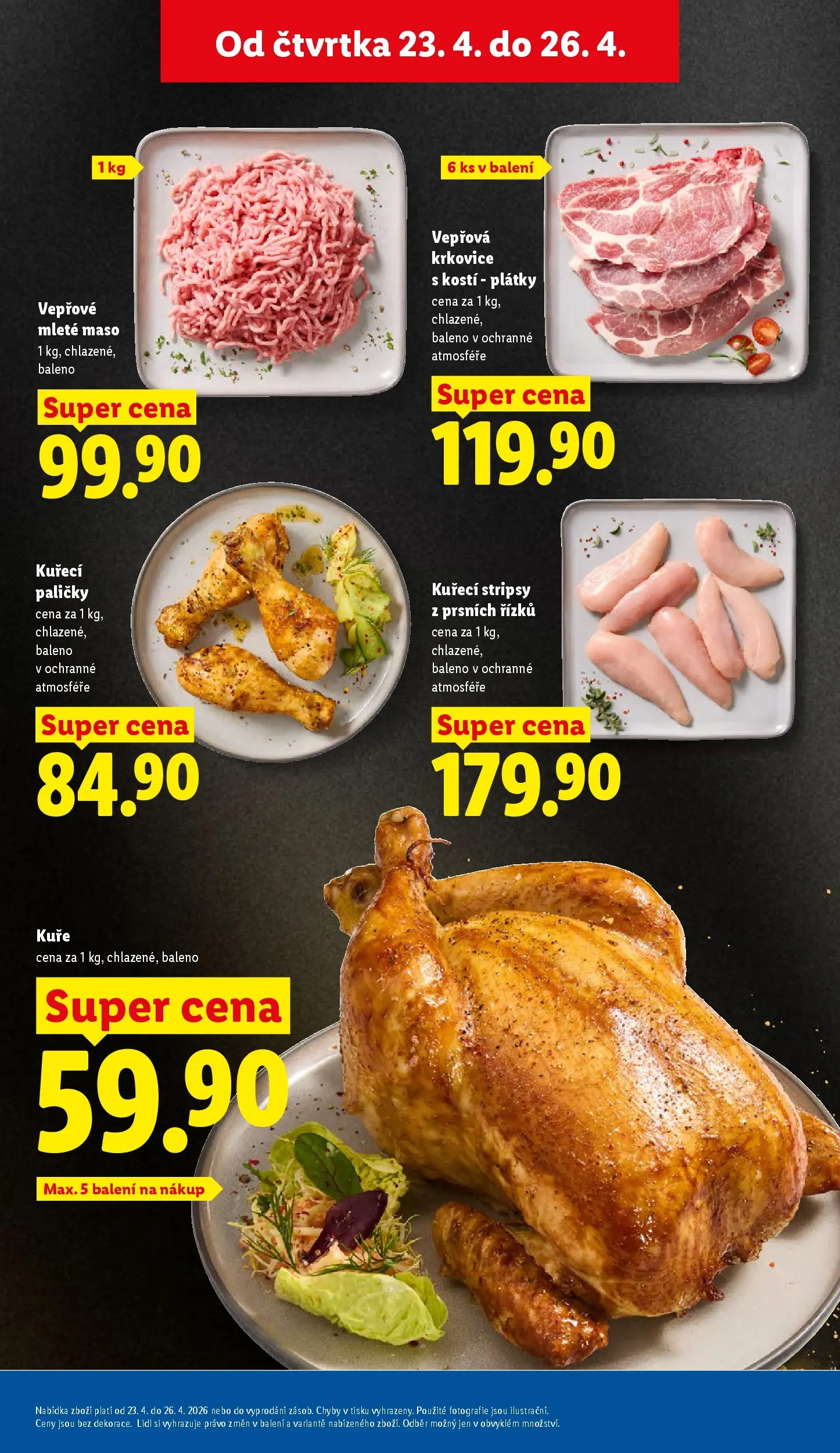 Lidl leták od 22.04.2026 - Nový akční leták | Strana: 15 | Produkty: Mleté maso, Maso, Kuřecí paličky, Vepřová krkovice