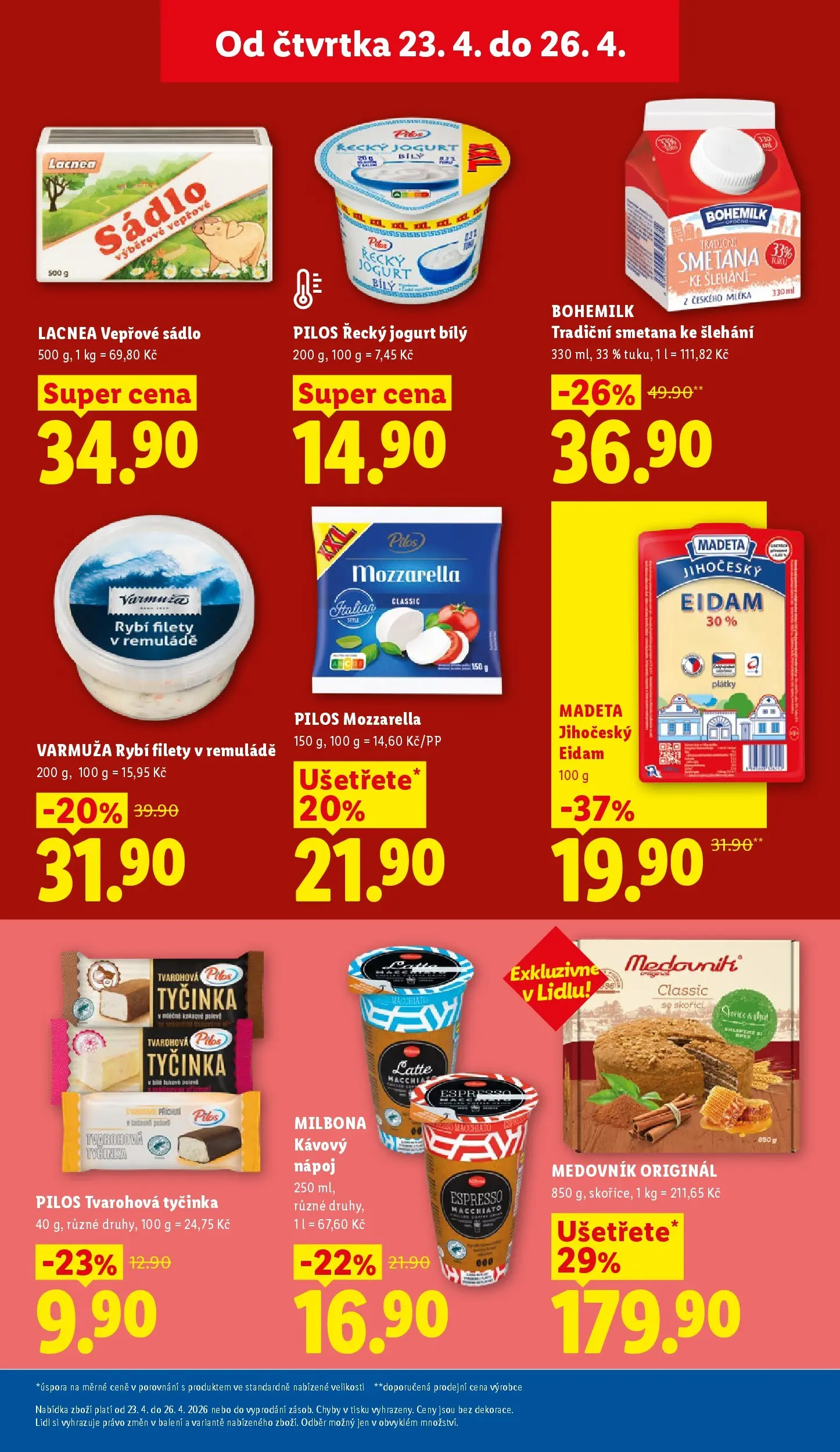 Lidl leták od 22.04.2026 - Nový akční leták | Strana: 23 | Produkty: Sádlo, Řecký jogurt, Smetana, Milbona