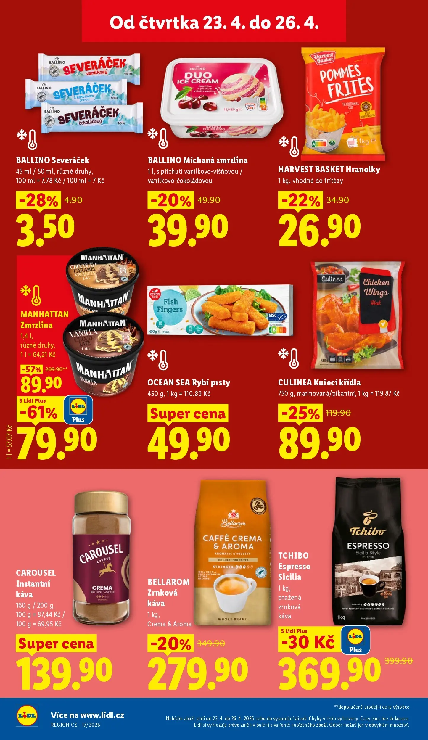 Lidl leták od 22.04.2026 - Nový akční leták | Strana: 24 | Produkty: Zmrzlina Manhattan, Manhattan zmrzlina, Zrnková káva, Bellarom
