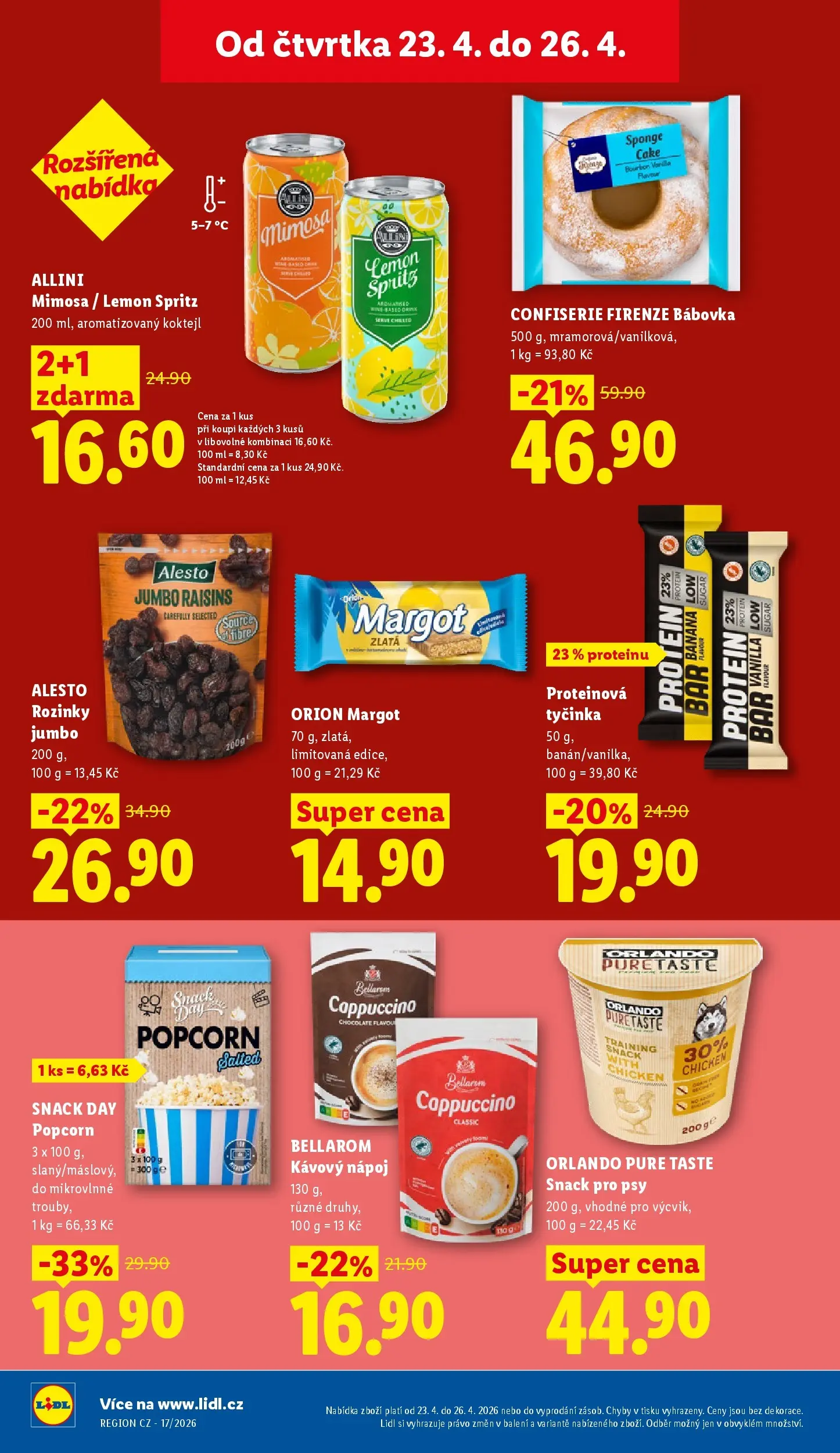 Lidl leták od 22.04.2026 - Nový akční leták | Strana: 26 | Produkty: Rozinky, Proteinová tyčinka, Bábovka, Bellarom