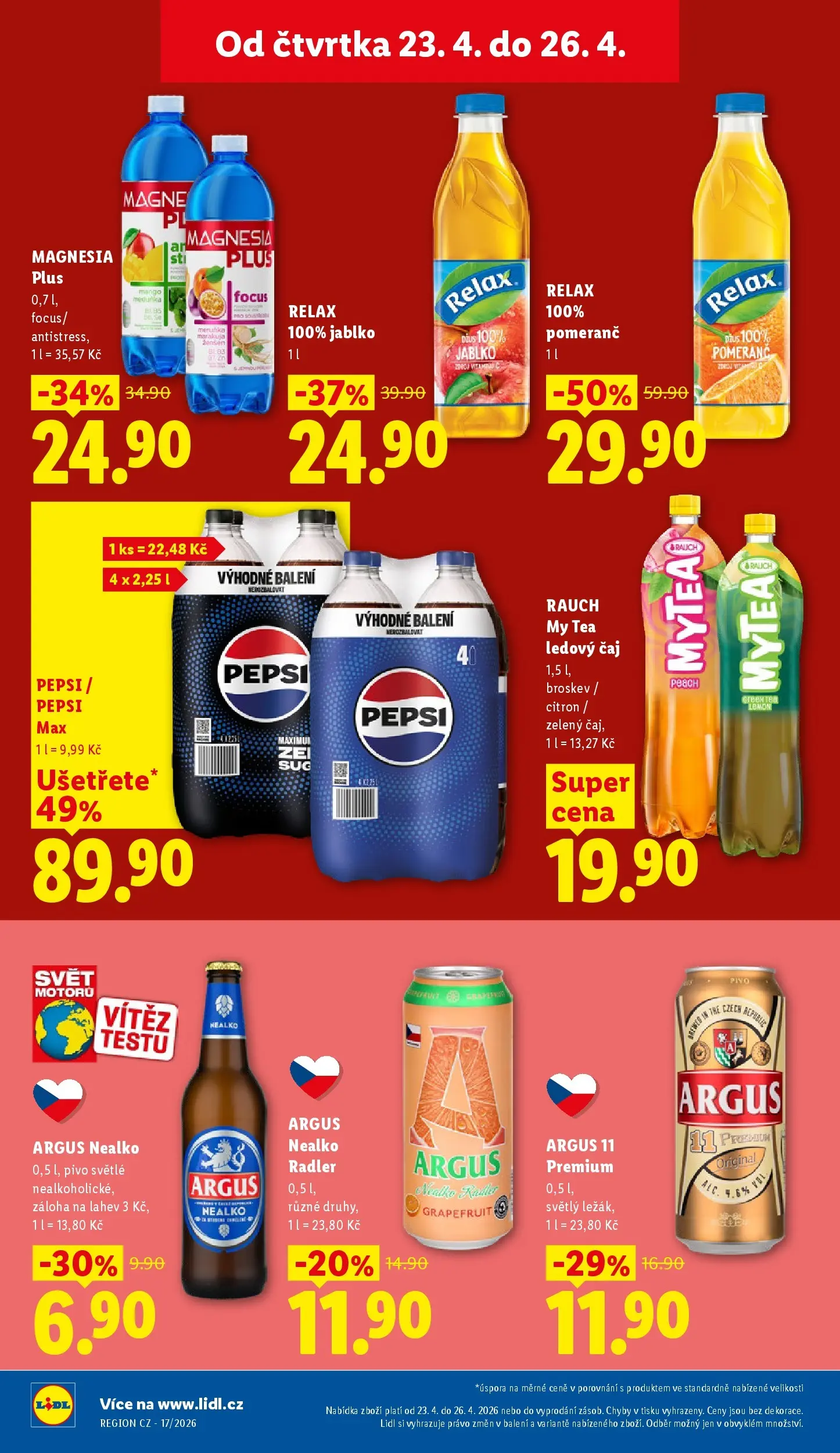 Lidl leták od 22.04.2026 - Nový akční leták | Strana: 28 | Produkty: Pivo, Zelený čaj, Argus, Cola
