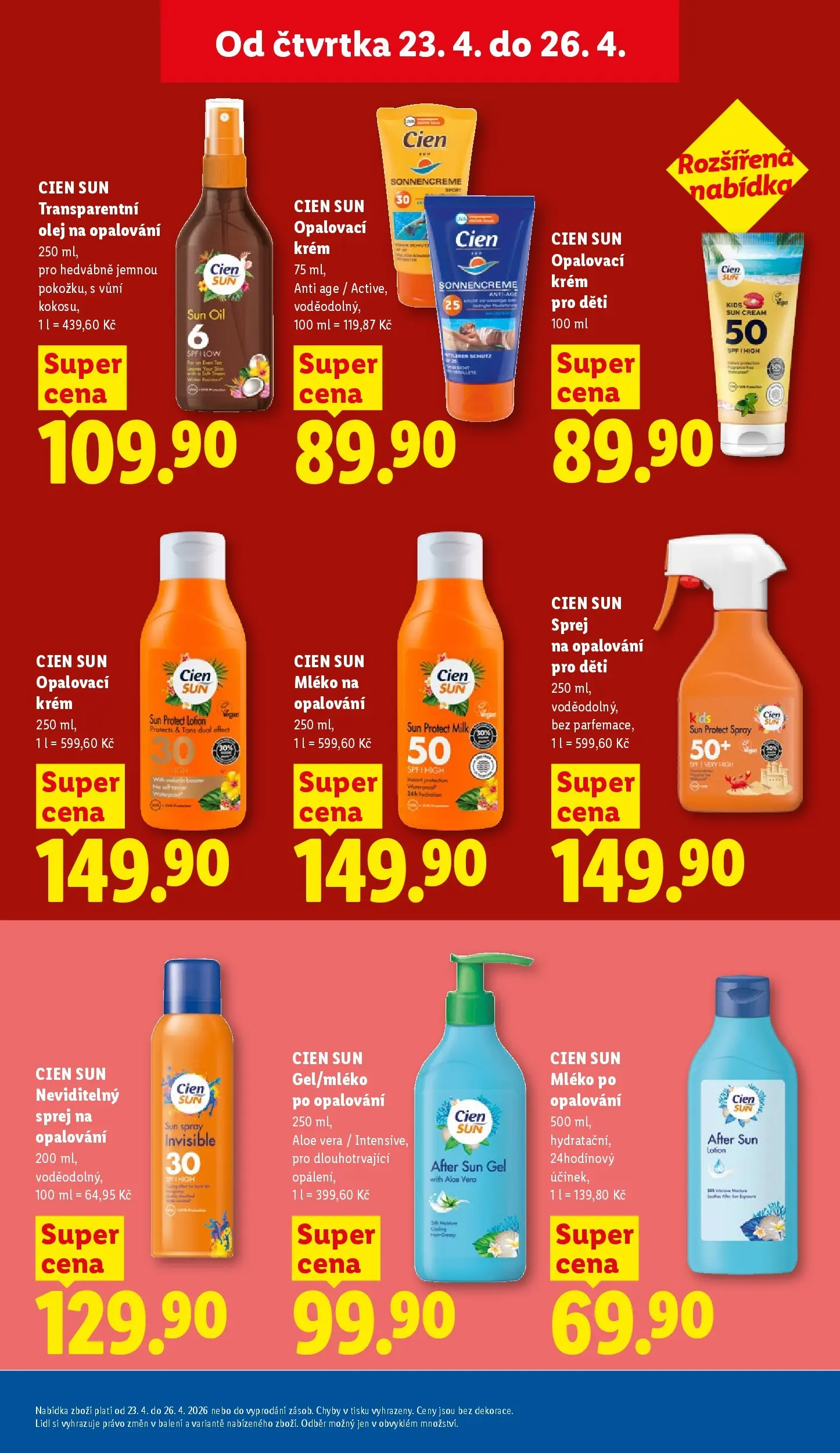 Lidl leták od 22.04.2026 - Nový akční leták | Strana: 31 | Produkty: Olej na opalování, Olej, Cien, Aloe vera