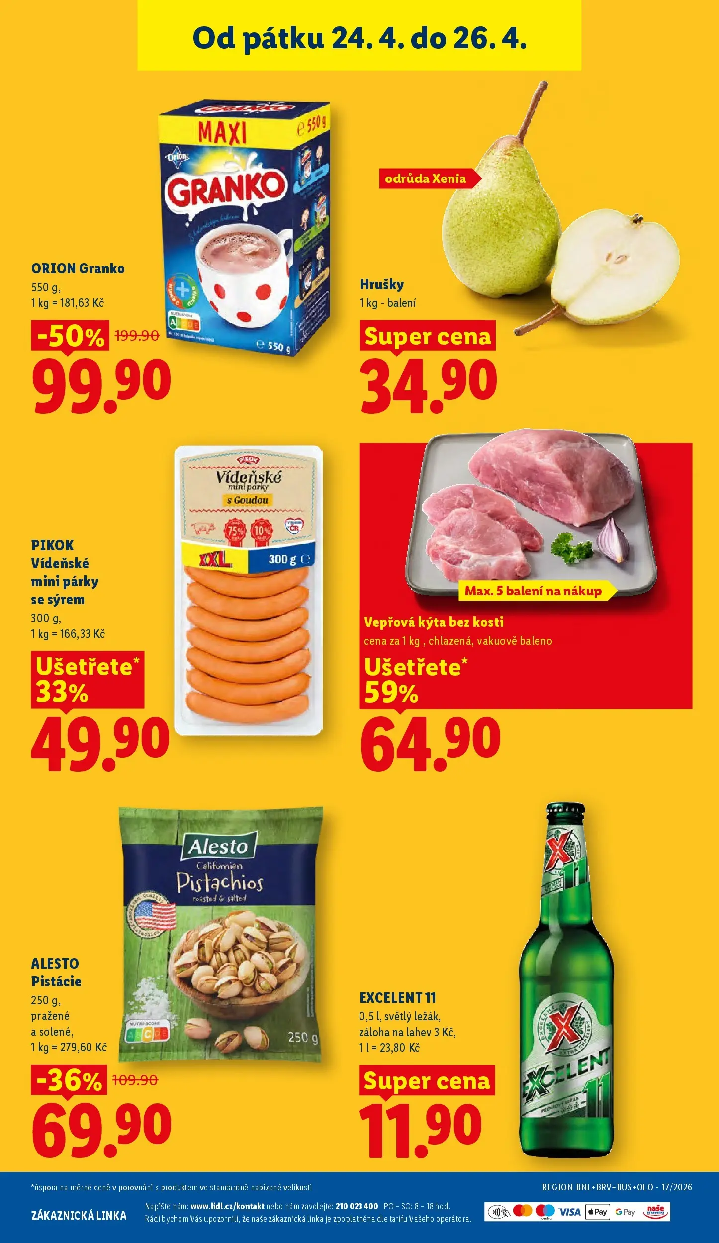 Lidl leták od 22.04.2026 - Nový akční leták | Strana: 43 | Produkty: Pistácie, Excelent 11, Granko, Láhev