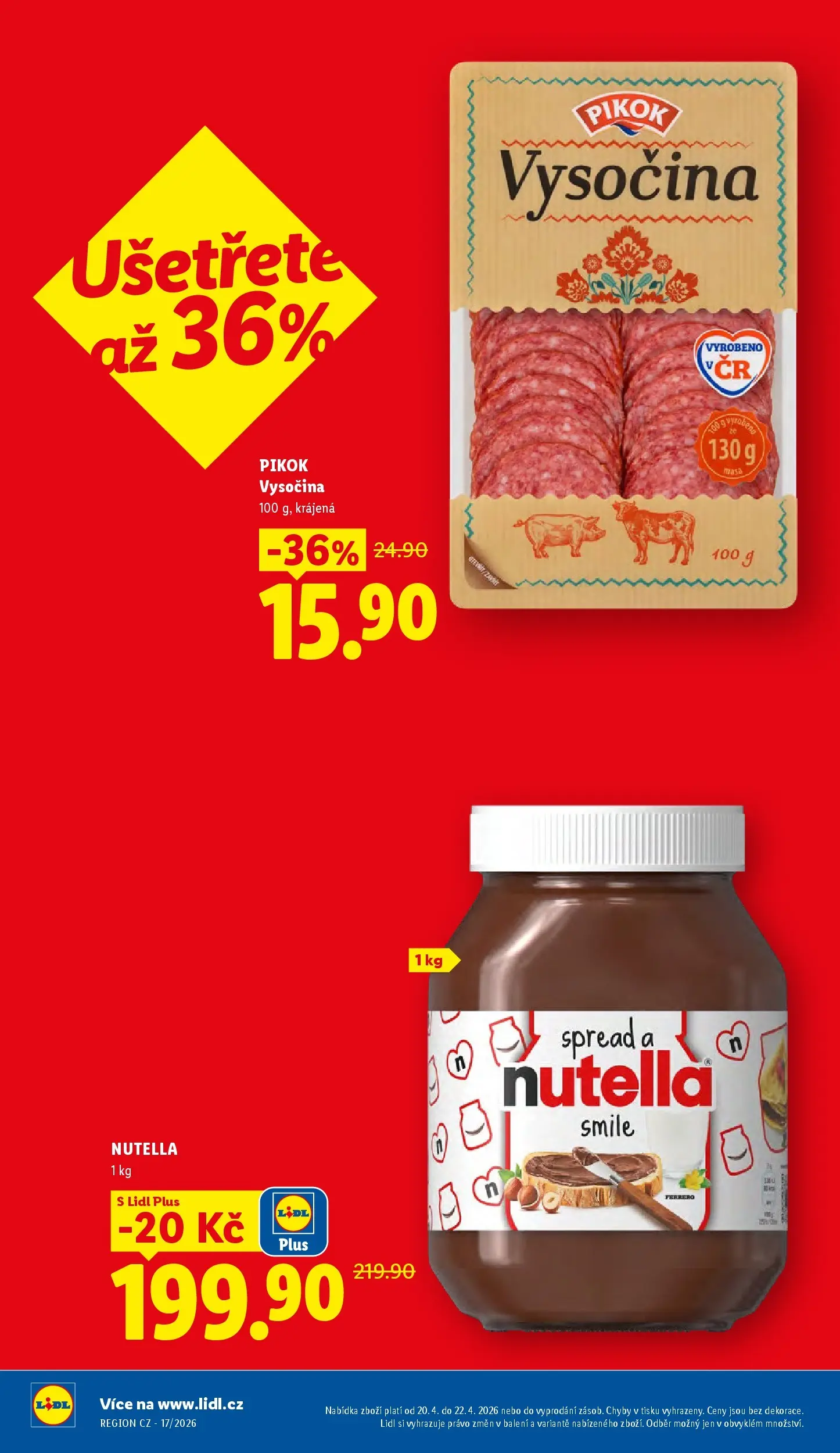 Lidl leták od 19.04.2026 - Nový akční leták | Strana: 6 | Produkty: Vysočina, Nutella, Pikok
