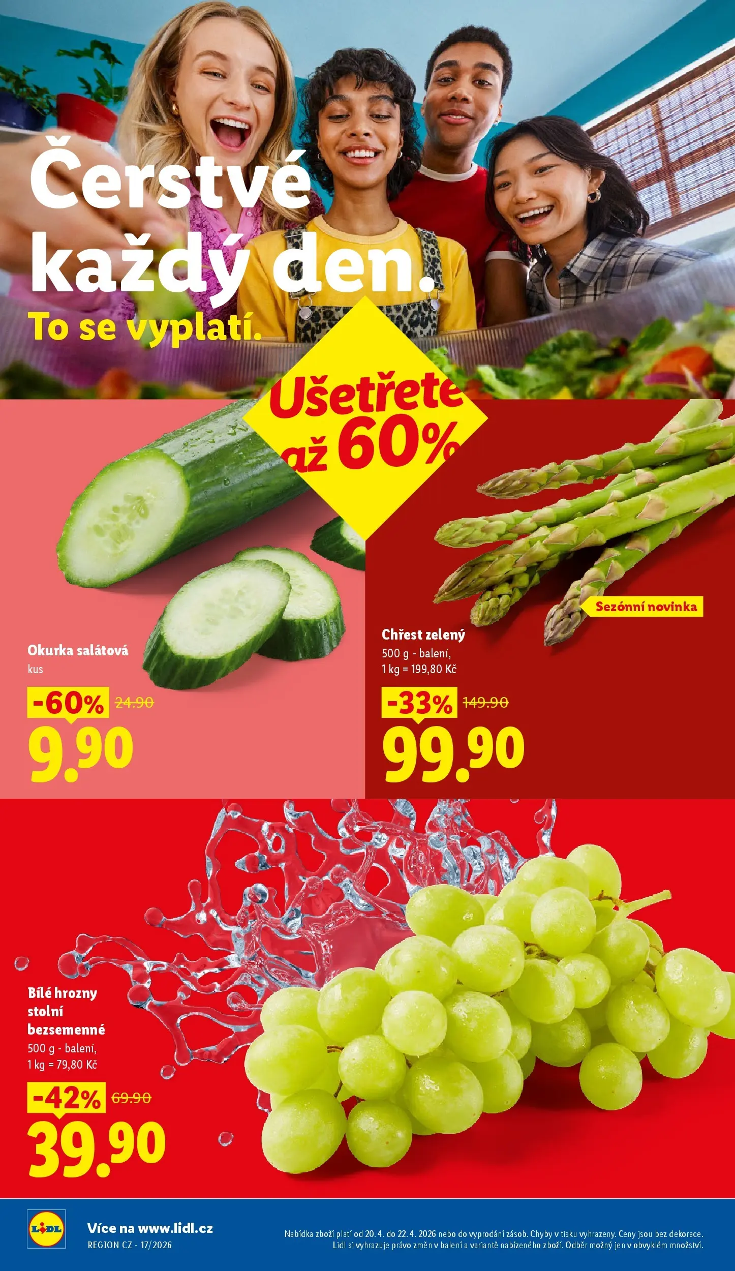 Lidl leták od 19.04.2026 - Nový akční leták | Strana: 10 | Produkty: Bílé hrozny, Chřest, Hrozny, Okurka