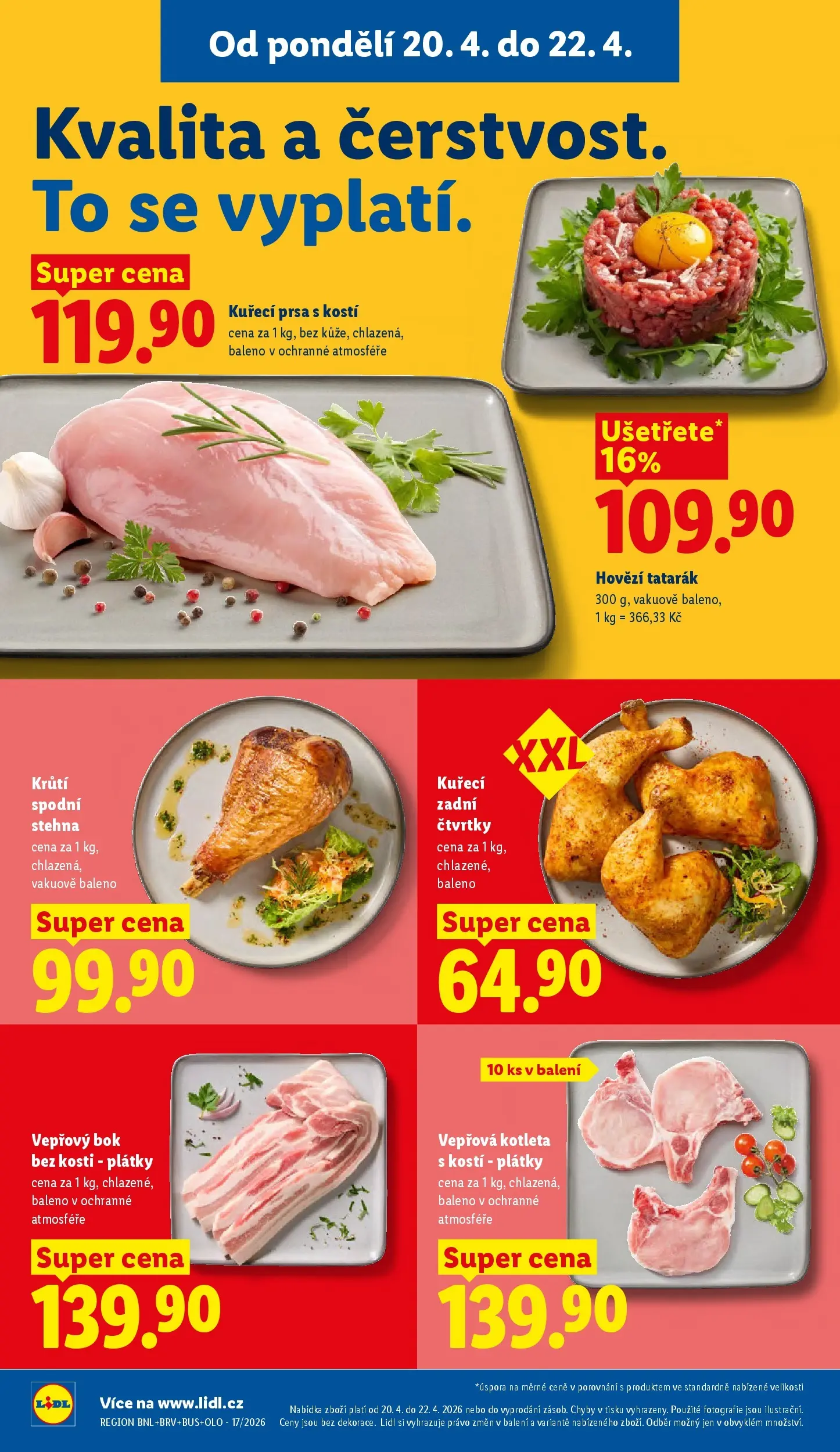Lidl leták od 19.04.2026 - Nový akční leták | Strana: 12 | Produkty: Vepřový bok, Vepřový bok bez kosti, Hovězí tatarák, Tatarák