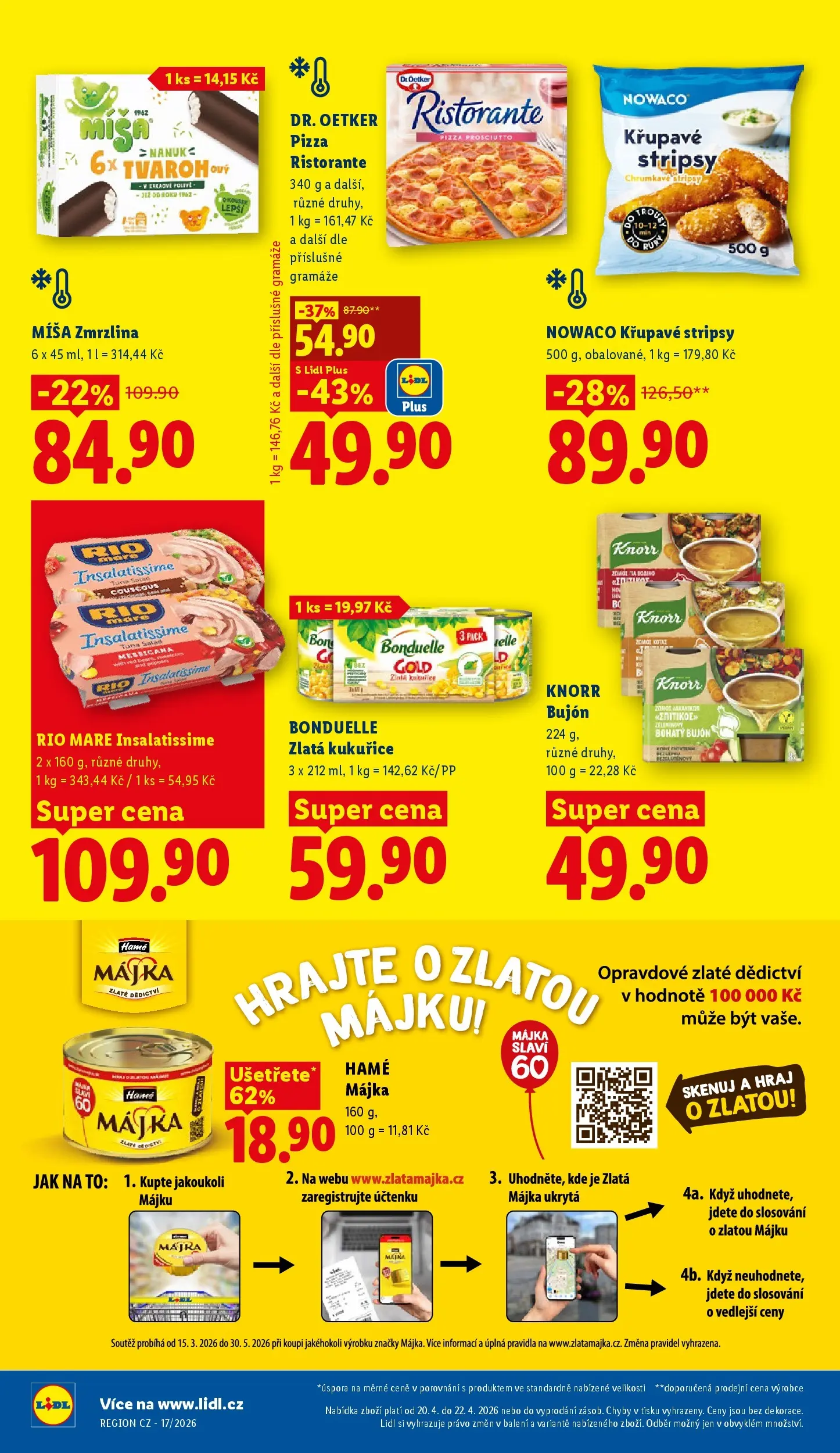 Lidl leták od 19.04.2026 - Nový akční leták | Strana: 16 | Produkty: Pizza, Prosciutto, Zmrzlina, Rio mare