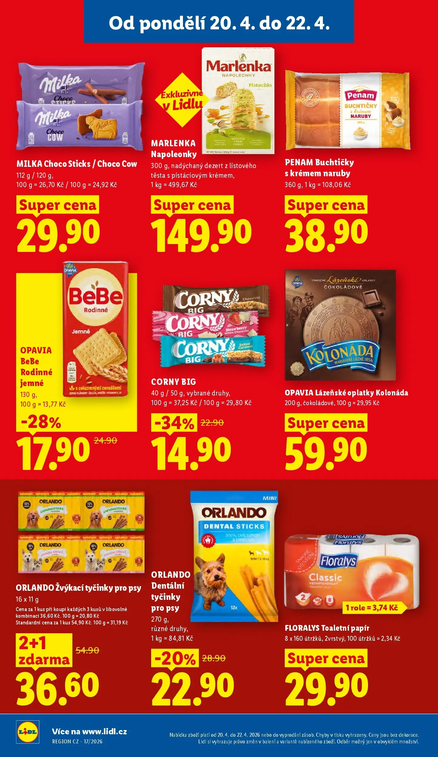 Lidl leták od 19.04.2026 - Nový akční leták | Strana: 24 | Produkty: Milka, Tyčinky, Toaletní papír, Lázeňské oplatky