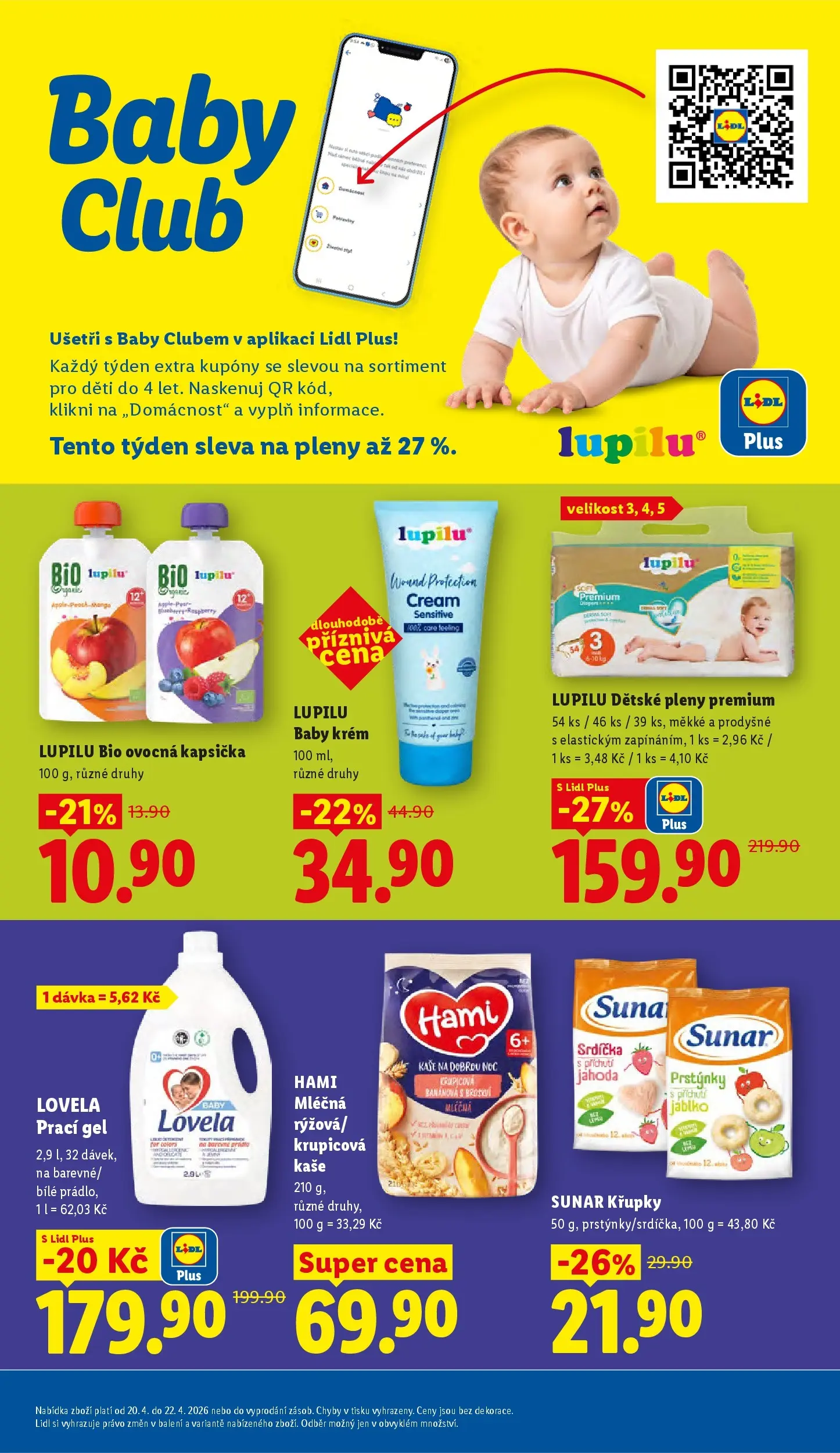 Lidl leták od 19.04.2026 - Nový akční leták | Strana: 26 | Produkty: Ovocná kapsička, Dětské pleny, Lovela, Hami
