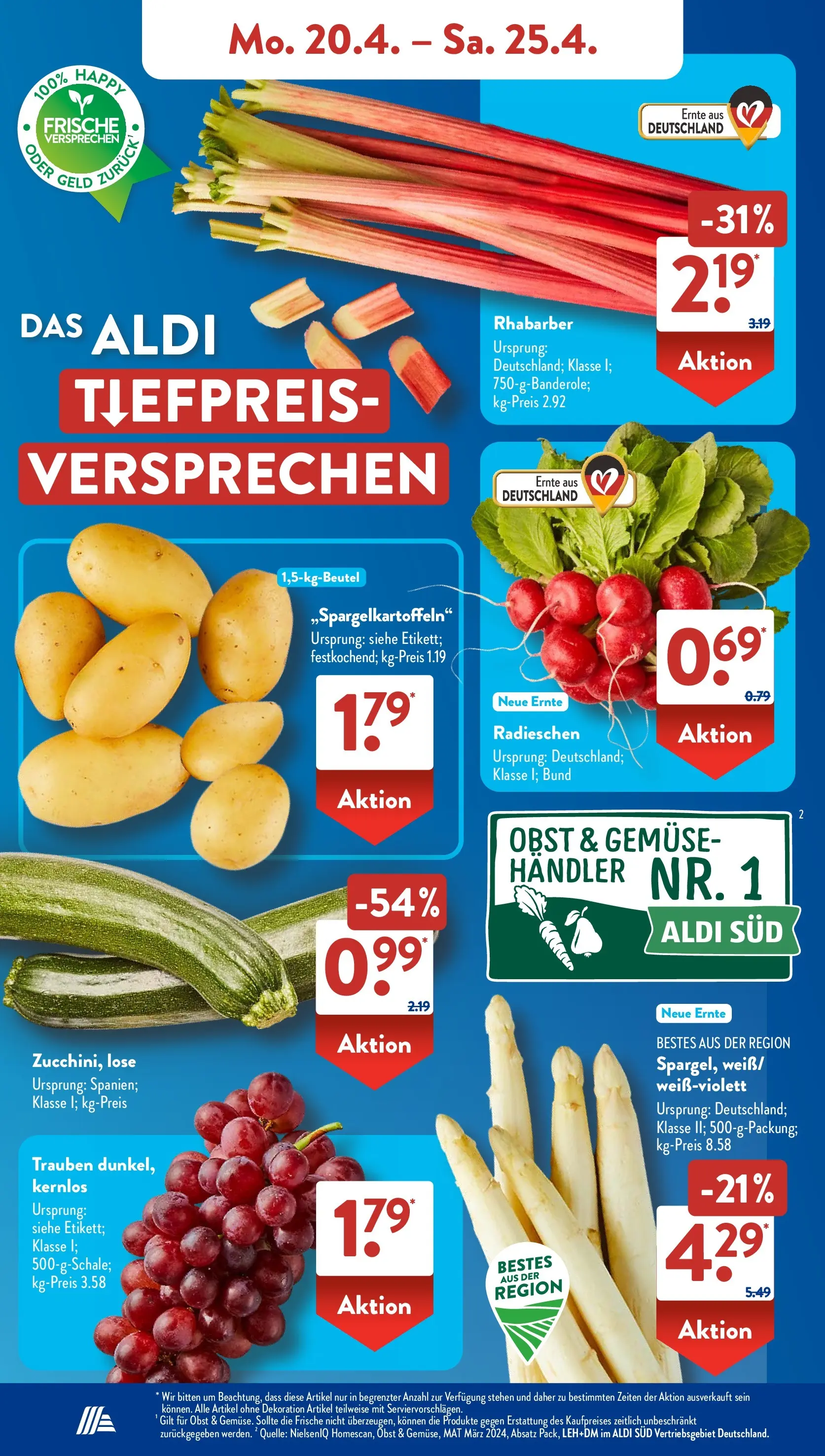Aldi Süd Aktuelle Wochenangebote (ab 20.04.2026) zum Blättern | Seite: 4 | Produkte: Trauben, Obst, Rhabarber
