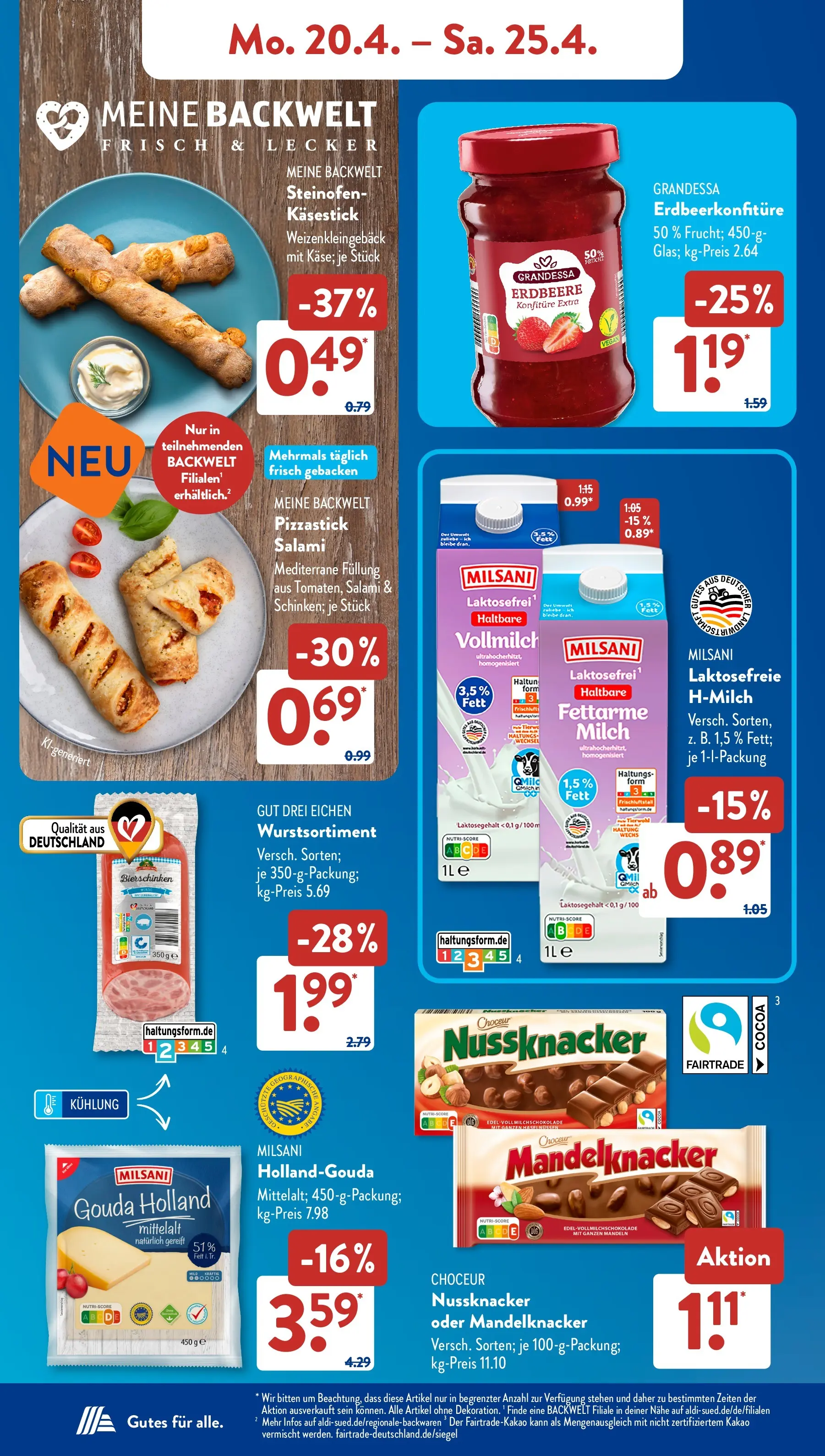 Aldi Süd Aktuelle Wochenangebote (ab 20.04.2026) zum Blättern | Seite: 8 | Produkte: Milch, Gouda, Salami