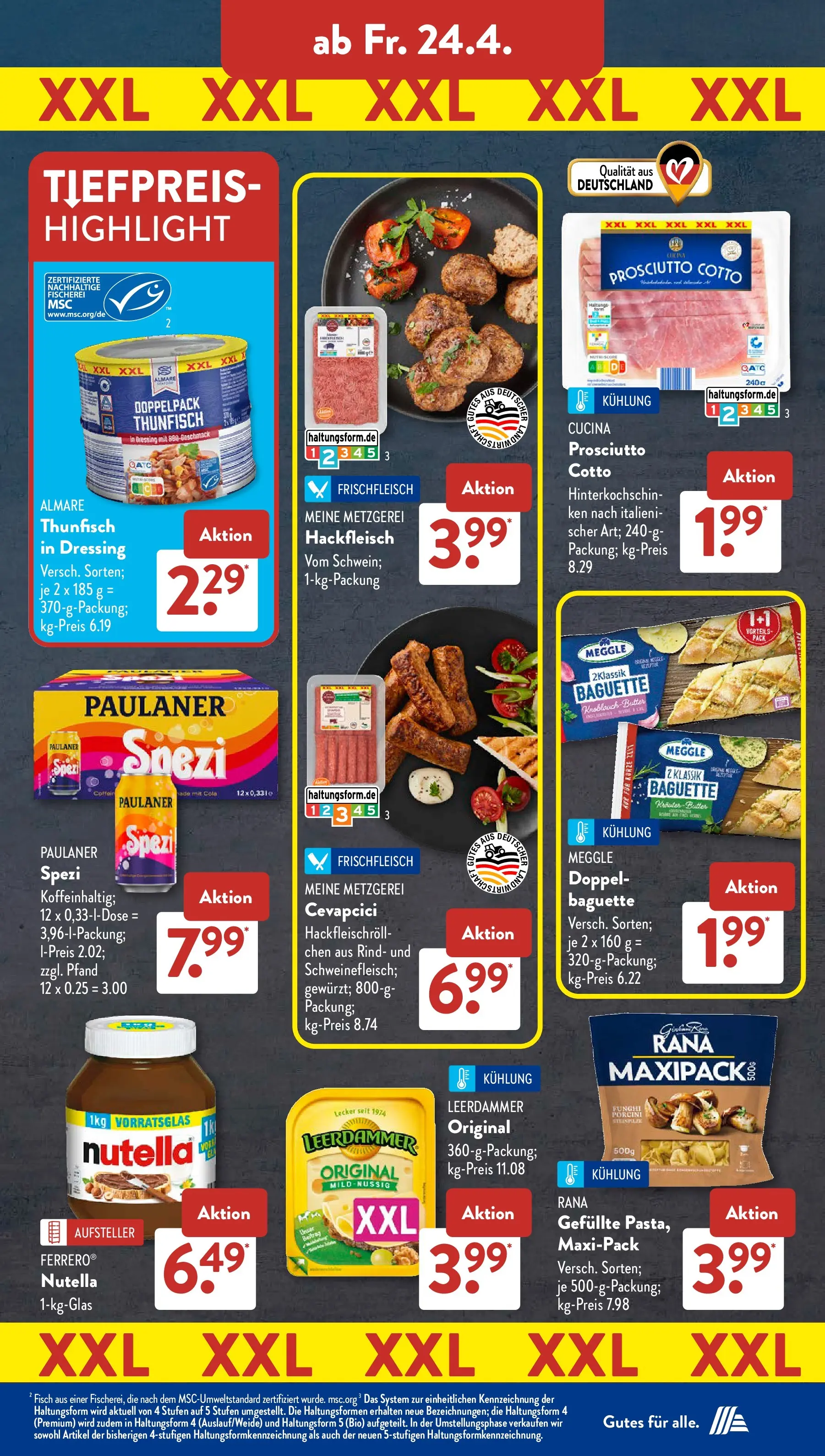 Aldi Süd Aktuelle Wochenangebote (ab 20.04.2026) zum Blättern | Seite: 23 | Produkte: Nutella, Fisch, Paulaner, Hackfleisch