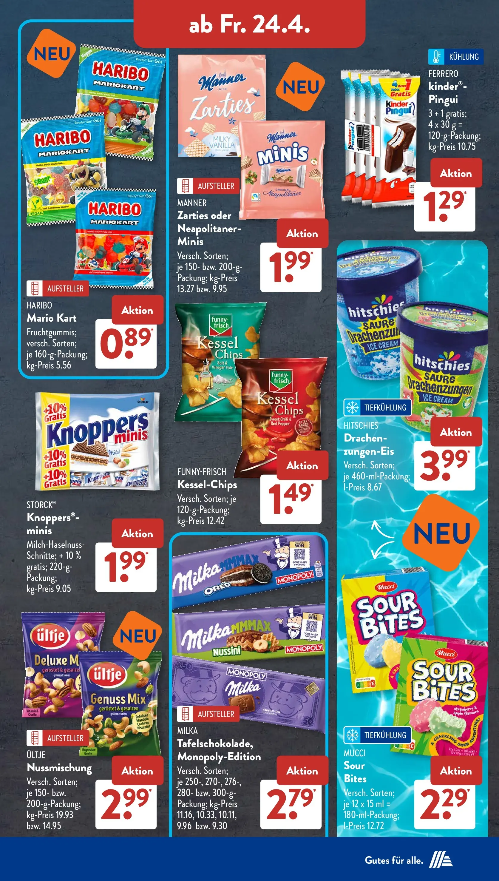 Aldi Süd Aktuelle Wochenangebote (ab 20.04.2026) zum Blättern | Seite: 25 | Produkte: Haribo, Milch, Pistazien, Knoppers