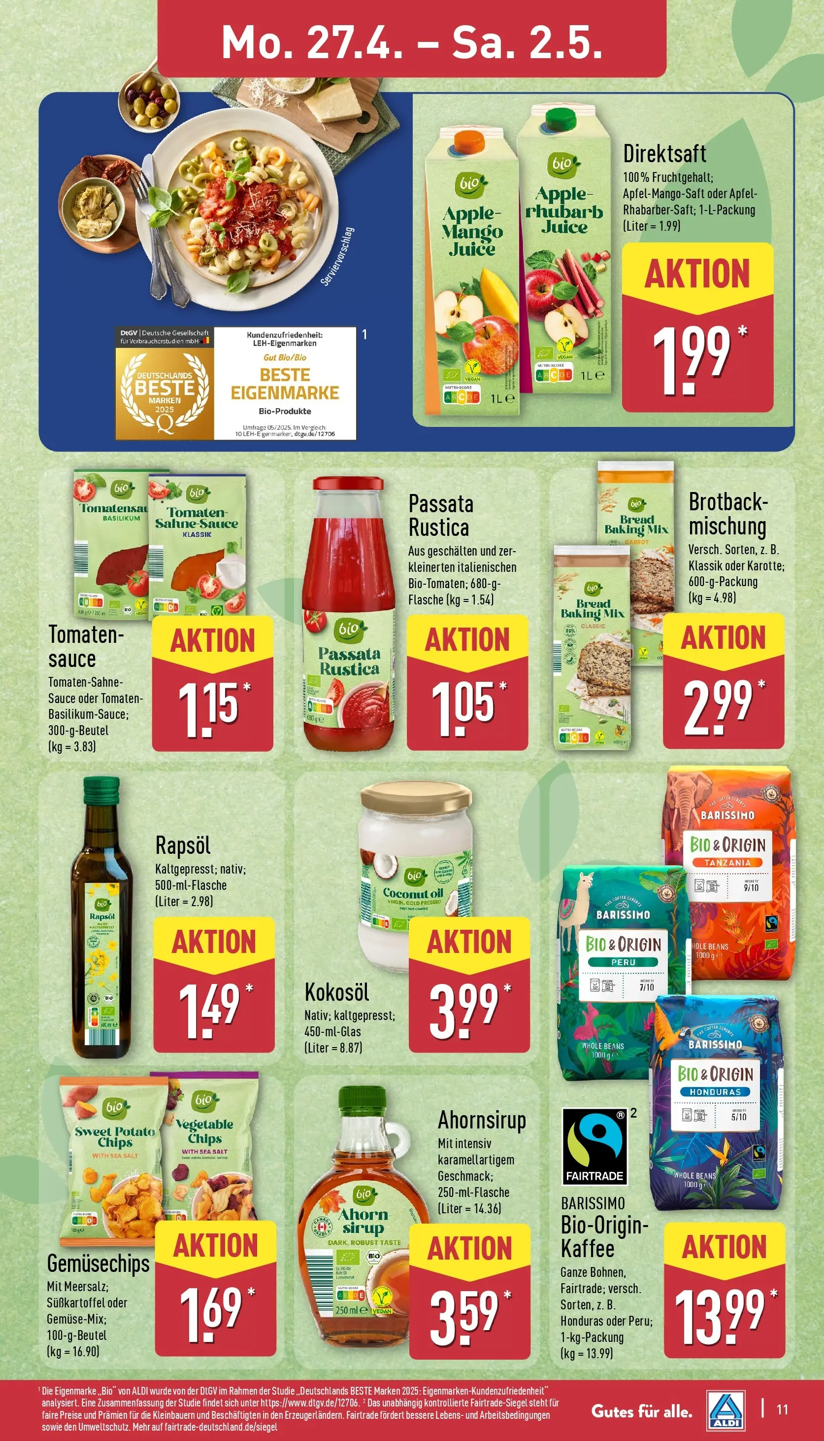 Aldi Wochenangebote (ab 27.04.2026) » Angebote Online | Seite: 11 | Produkte: Kaffee, Äpfel, Apple, Mango