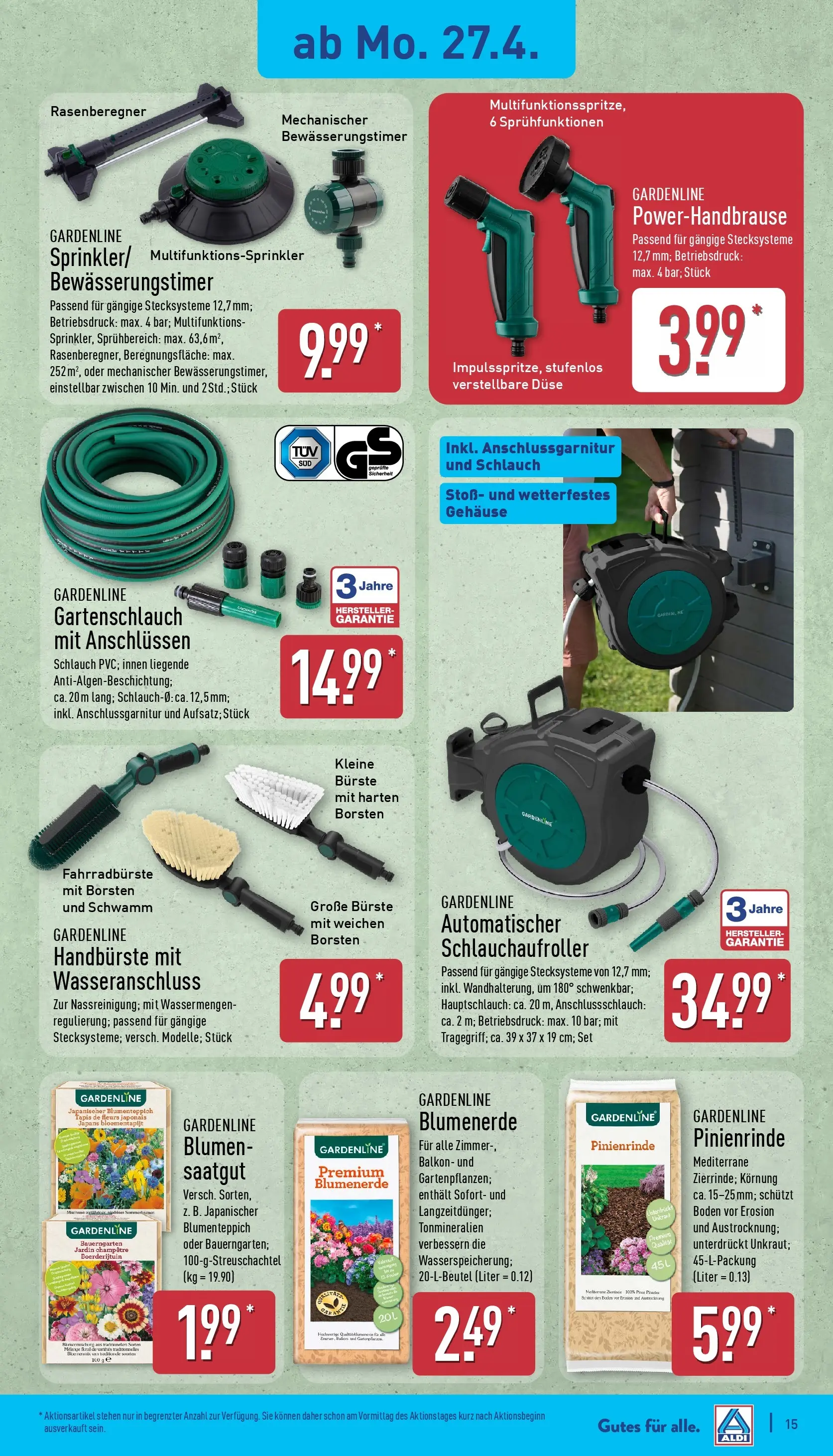 Aldi Wochenangebote (ab 27.04.2026) » Angebote Online | Seite: 15 | Produkte: Blumen, Bürste, Blumenerde