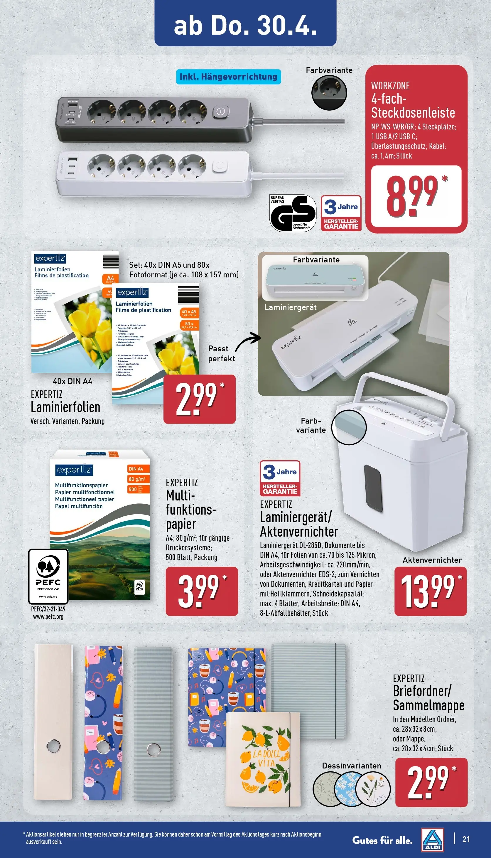Aldi Wochenangebote (ab 27.04.2026) » Angebote Online | Seite: 21 | Produkte: Kabel, USB, Aktenvernichter