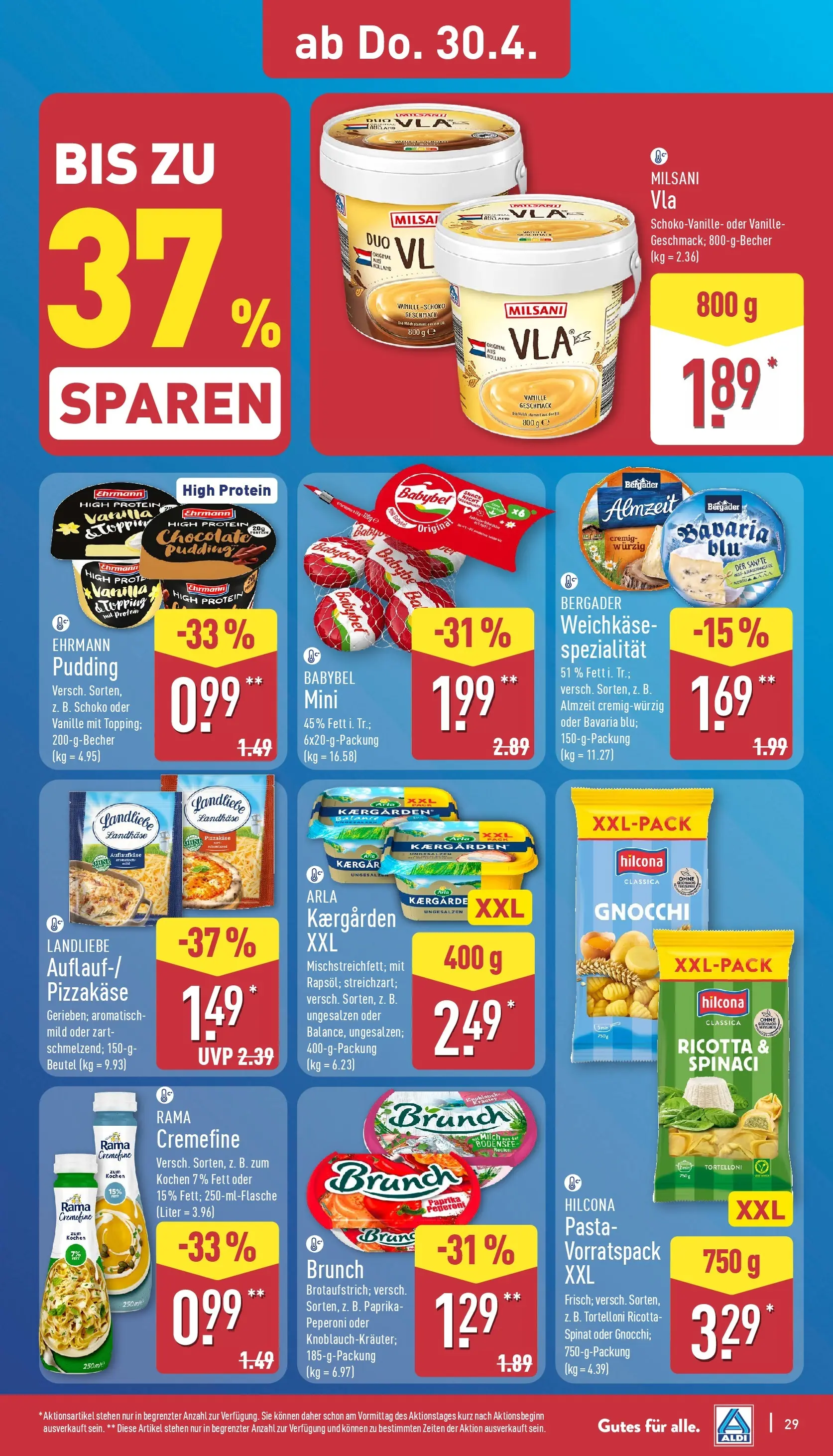 Aldi Wochenangebote (ab 27.04.2026) » Angebote Online | Seite: 29 | Produkte: Rama, Pudding, Knoblauch, Babybel