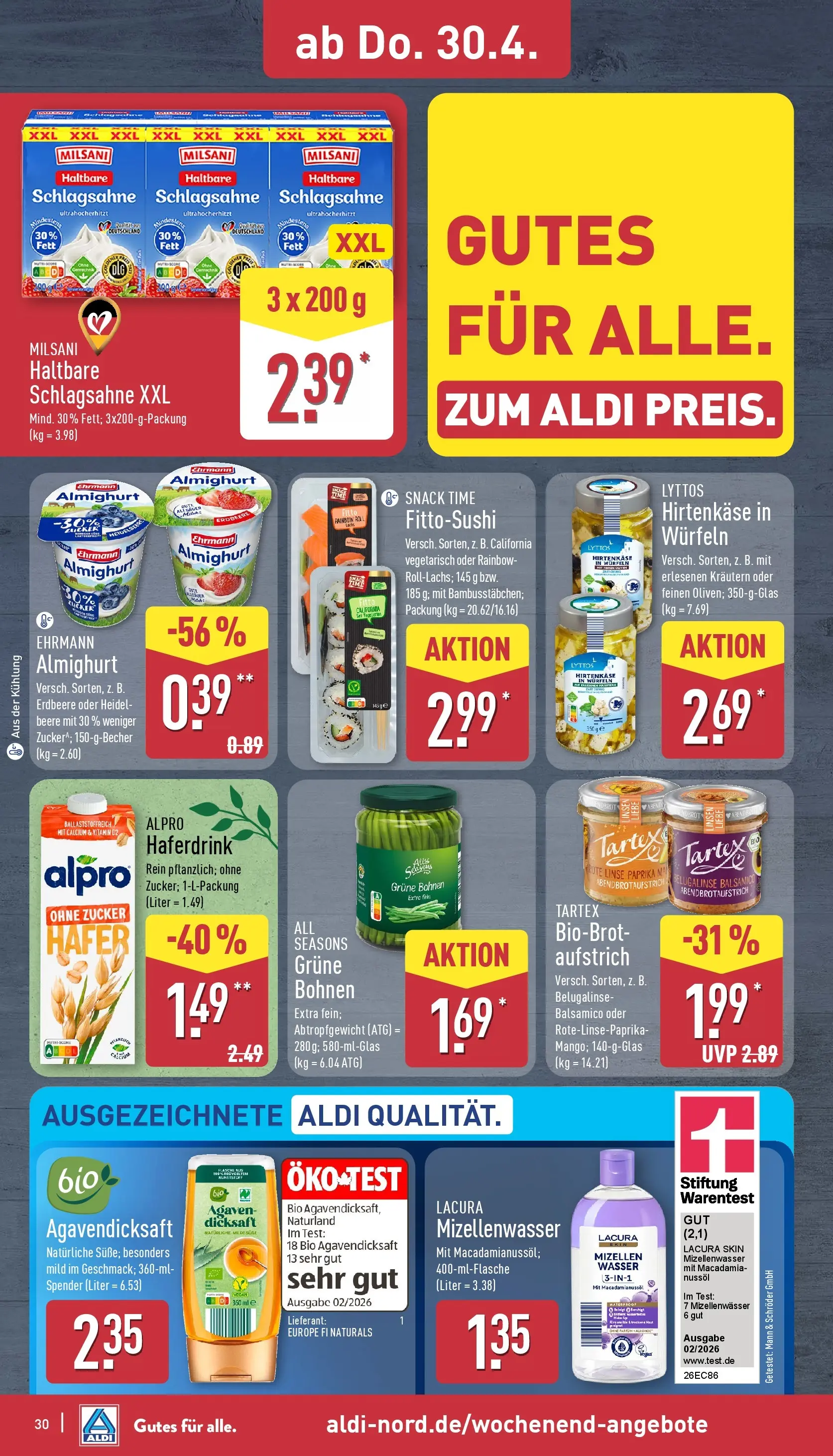 Aldi Wochenangebote (ab 27.04.2026) » Angebote Online | Seite: 30 | Produkte: Ehrmann almighurt, Wasser, Paprika, Zucker