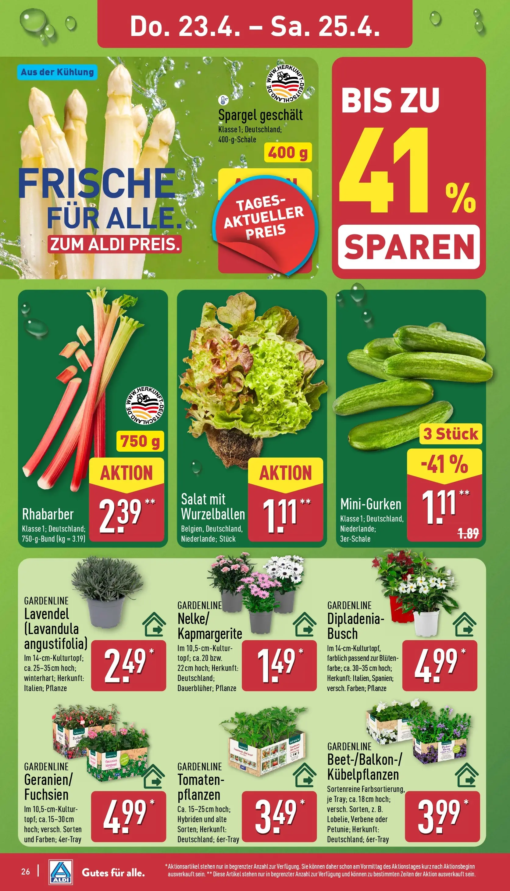 Aldi Wochenangebote (ab 20.04.2026) » Angebote Online | Seite: 29 | Produkte: Bad, Fisch, Paprika, Erbsen