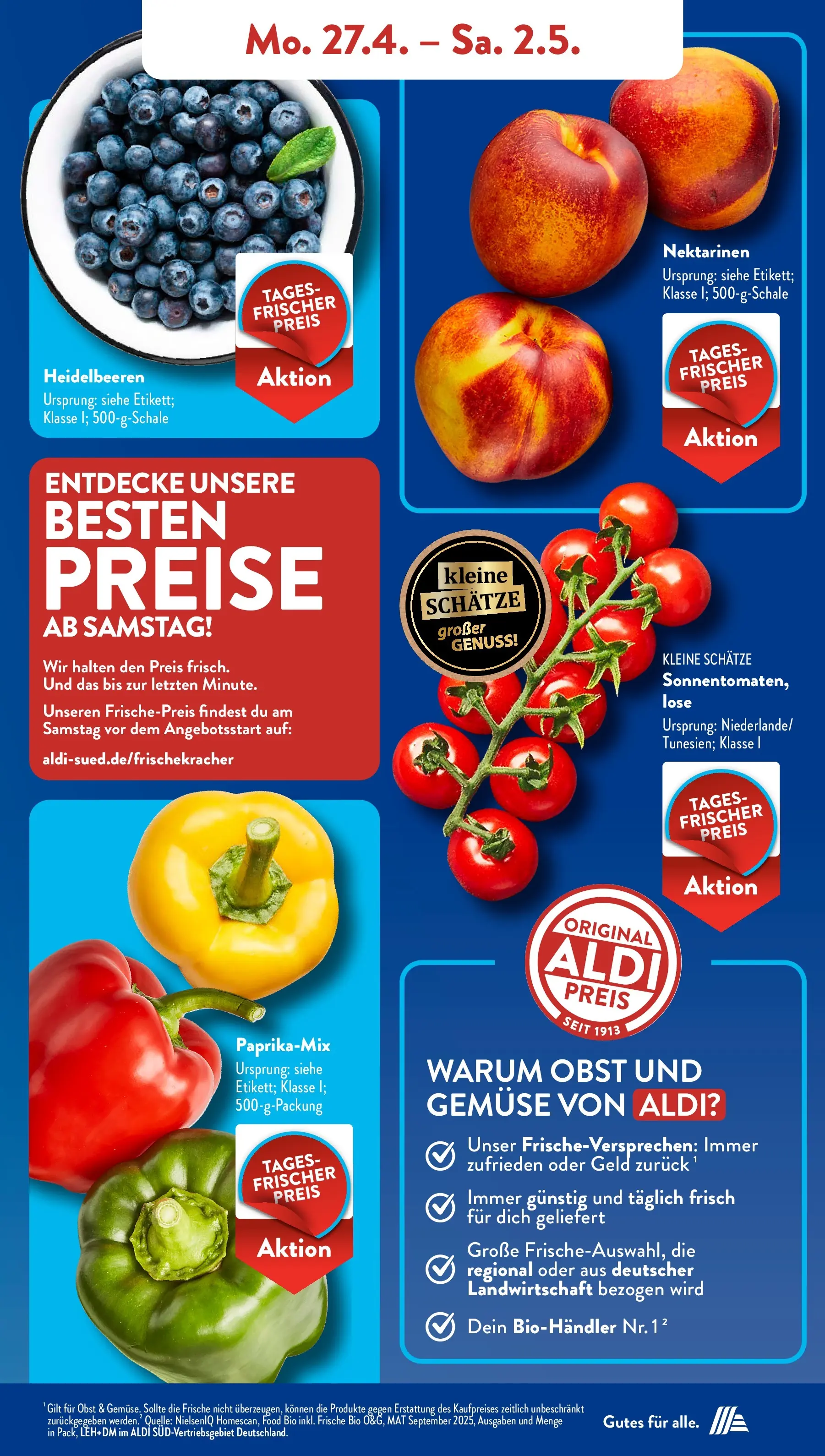 Aldi Süd - Aldi Süd: Wochenangebote (ab 26.04.2026) zum Blättern | Seite: 5 | Produkte: Nektarinen, Heidelbeeren, Gemüse, Obst