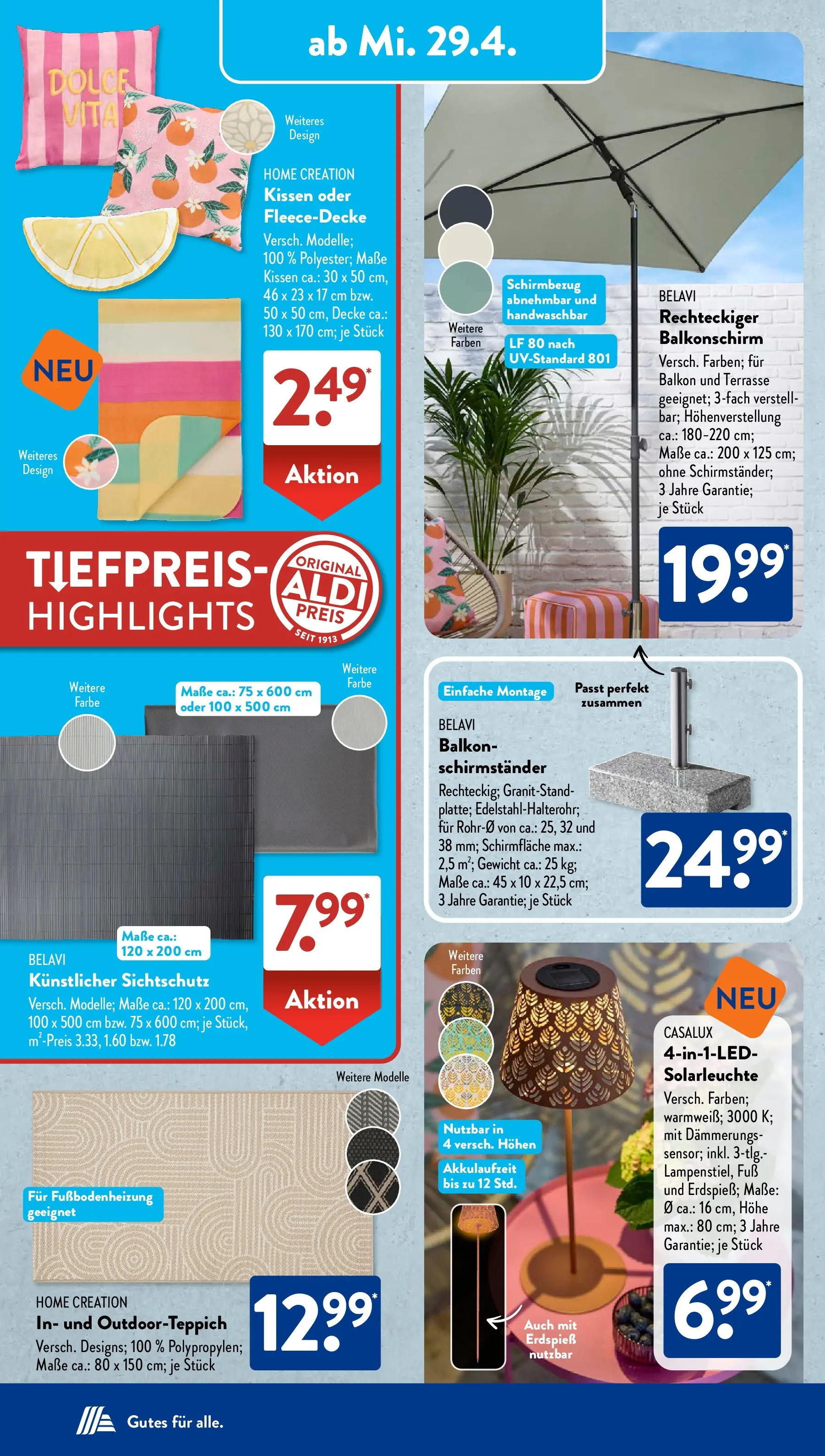 Aldi Süd - Aldi Süd: Wochenangebote (ab 26.04.2026) zum Blättern | Seite: 18 | Produkte: Gewicht, Decke, Solarleuchte, Home creation