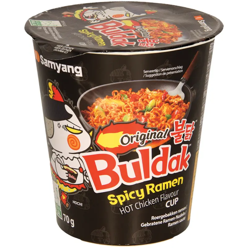 Ramen mit Hot Chicken-Geschmack mit Zuckern und S&uuml;ssungsmittel