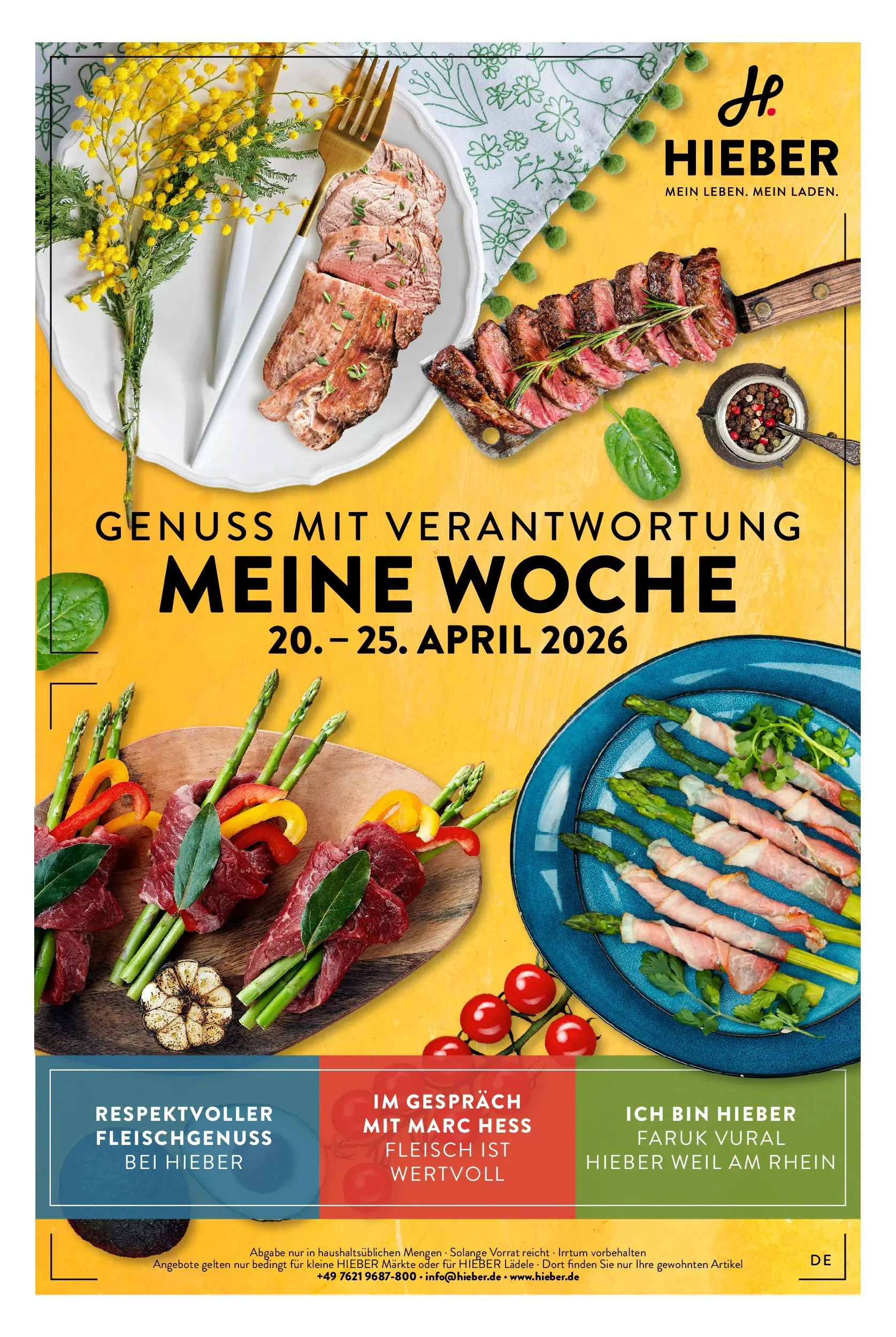 Angebote - Hieber's Frischecenter: Meine Woche (ab 19.04.2026) zum Blättern | Seite: 1 | Produkte: Grill, Milch, Bad, Backofen