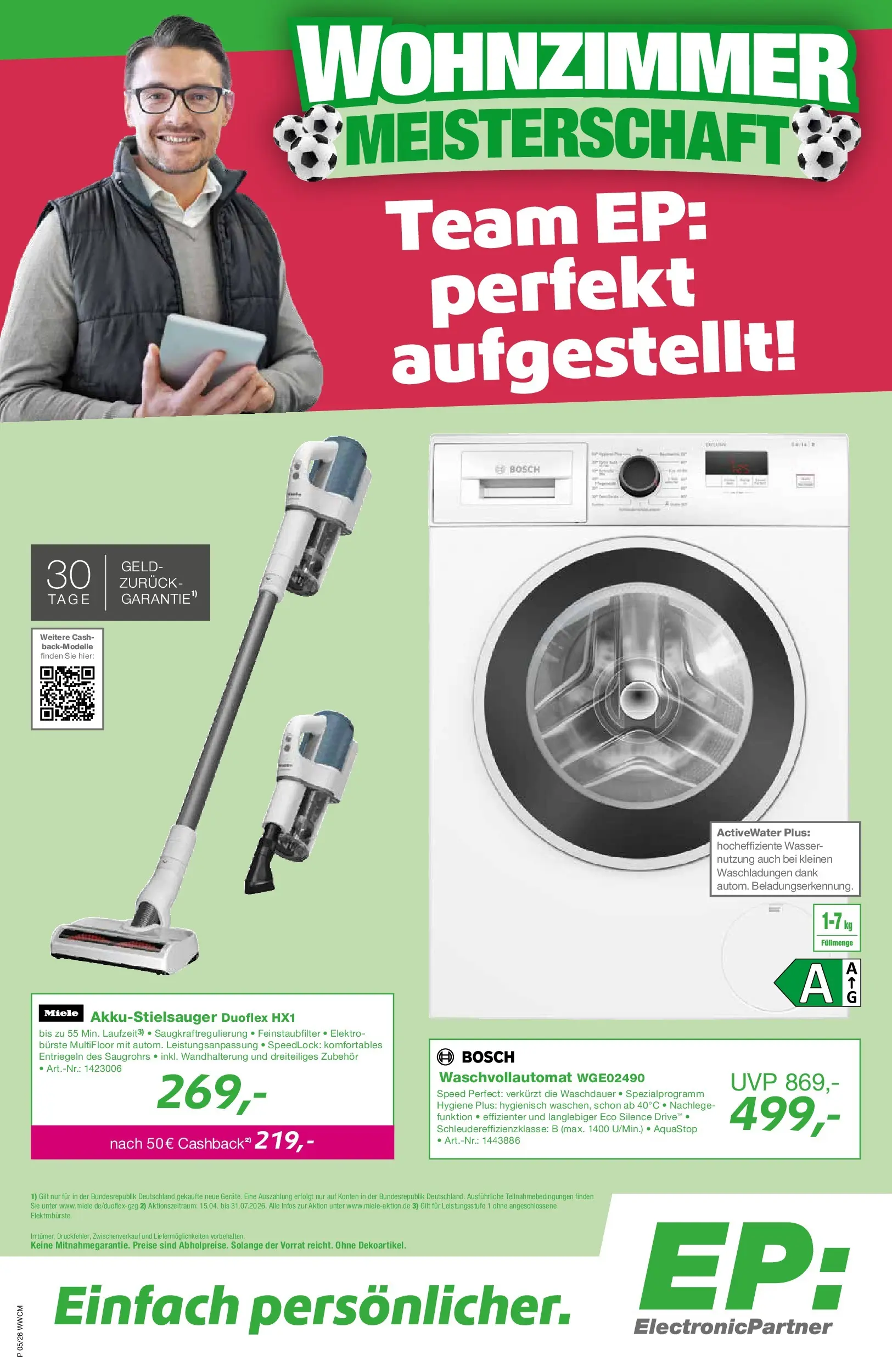 Angebote - EP:ElectronicPartner: Entdecke aktuelle Angebote (ab 23.04.2026) zum Blättern | Seite: 1 | Produkte: Miele, Bosch, Bürste, Wasser