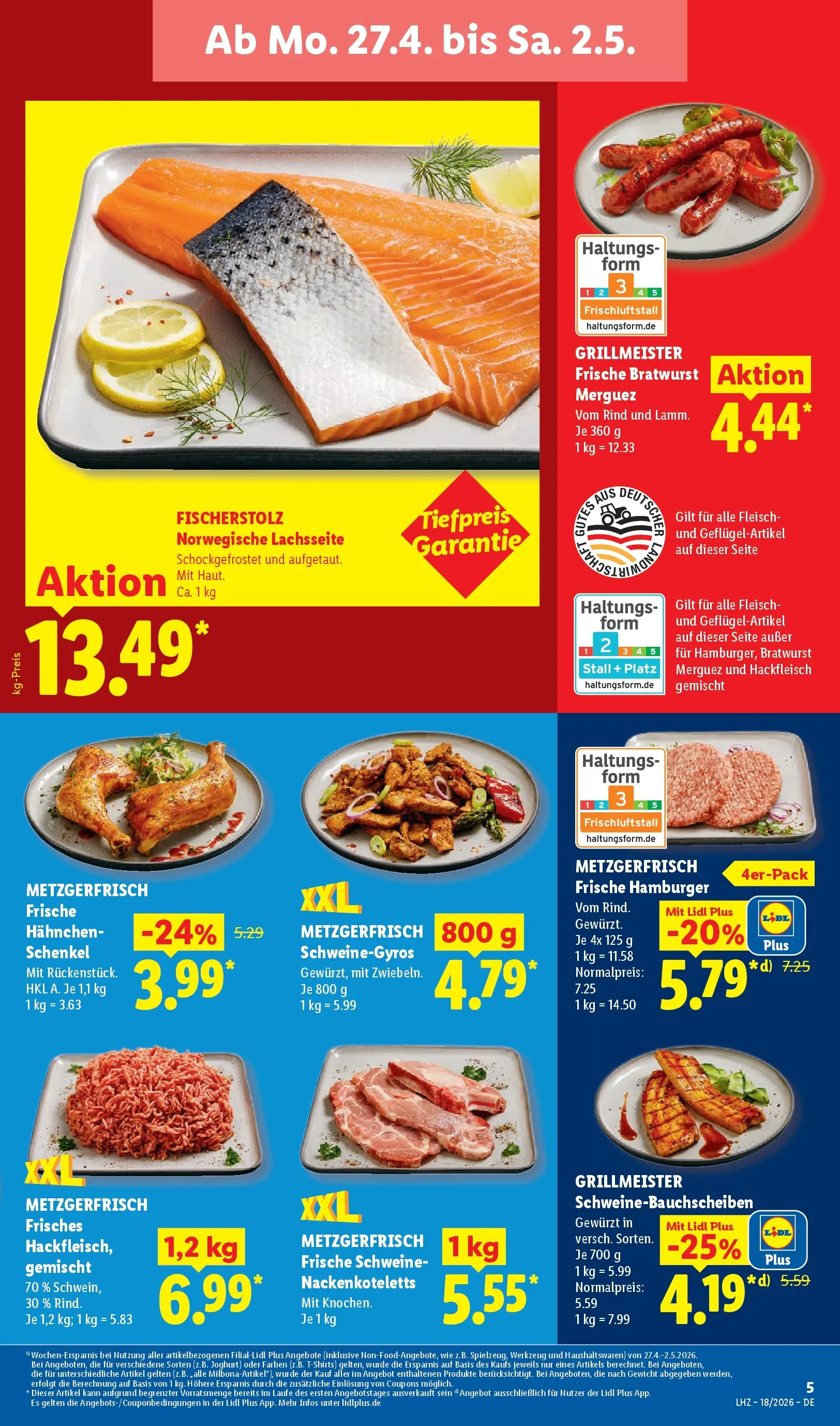 Lidl Prospekt Bergisch Gladbach (ab 27.04.2026) zum Blättern » Angebote | Seite: 11 | Produkte: Hahnchen, Bratwurst, Fleisch, Hackfleisch