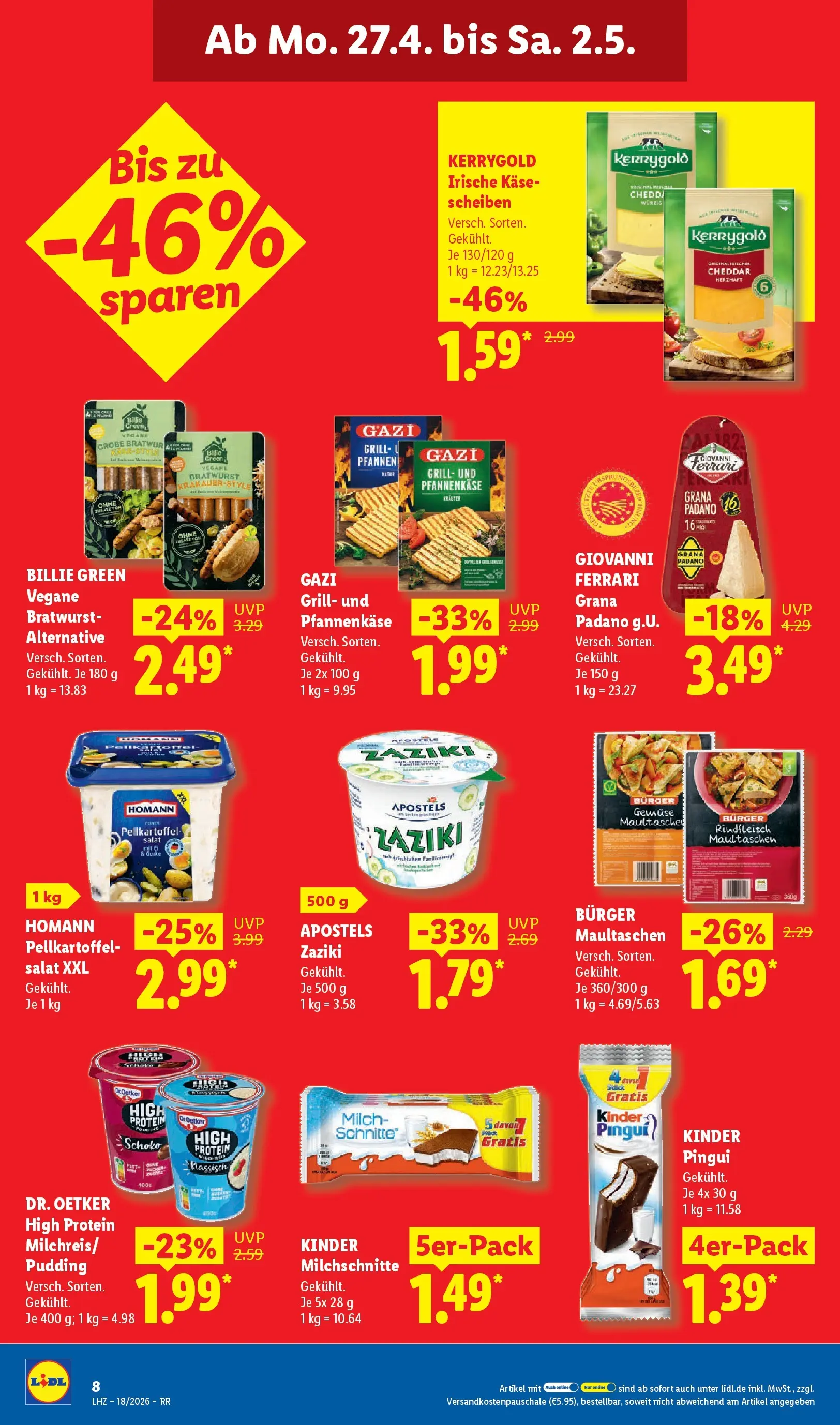 Lidl Prospekt Bergisch Gladbach (ab 27.04.2026) zum Blättern » Angebote | Seite: 16 | Produkte: Grill, Käse, Maultaschen, Salat