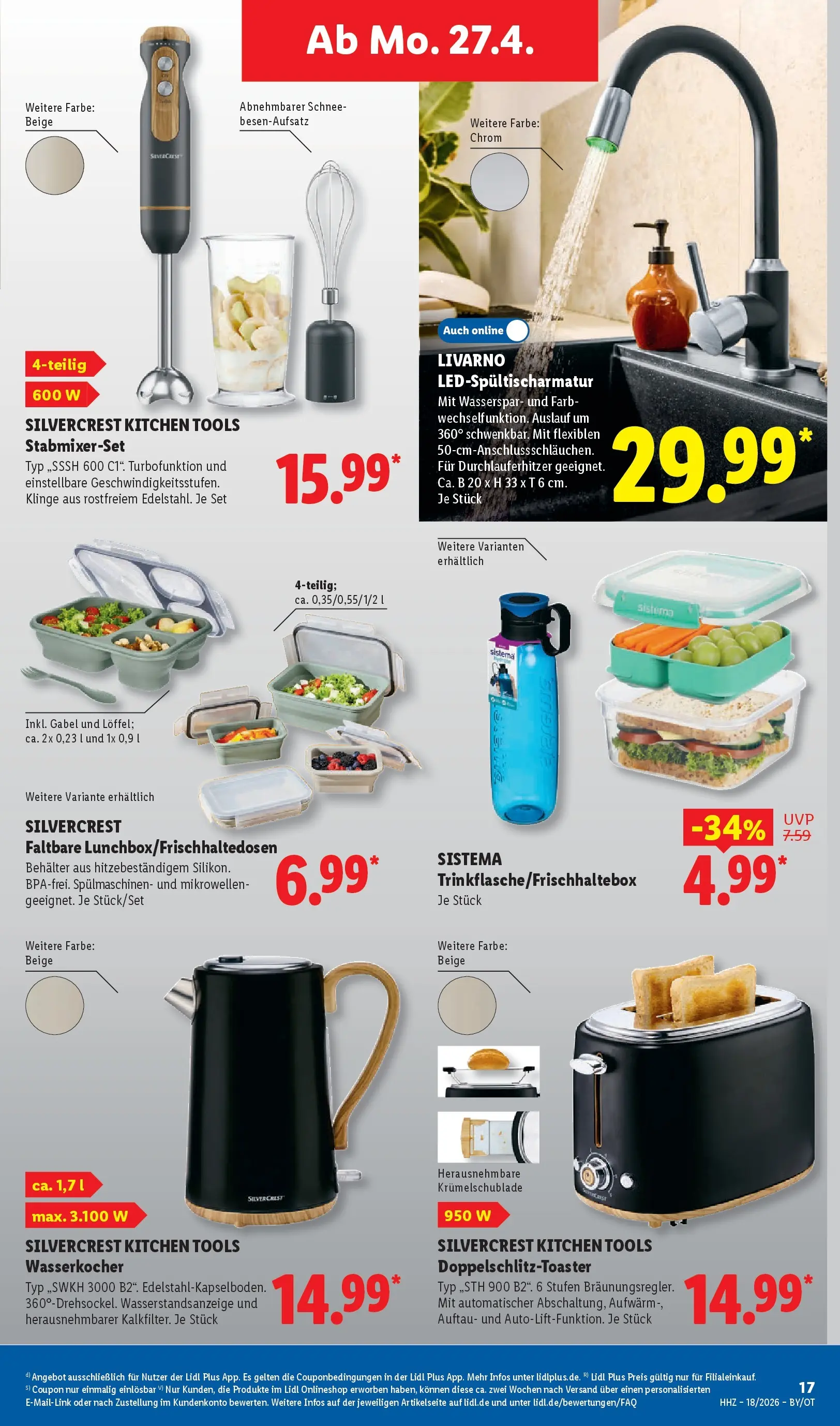 Lidl Prospekt Hof-innenstadt (ab 27.04.2026) zum Blättern » Angebote | Seite: 33 | Produkte: Wasserkocher