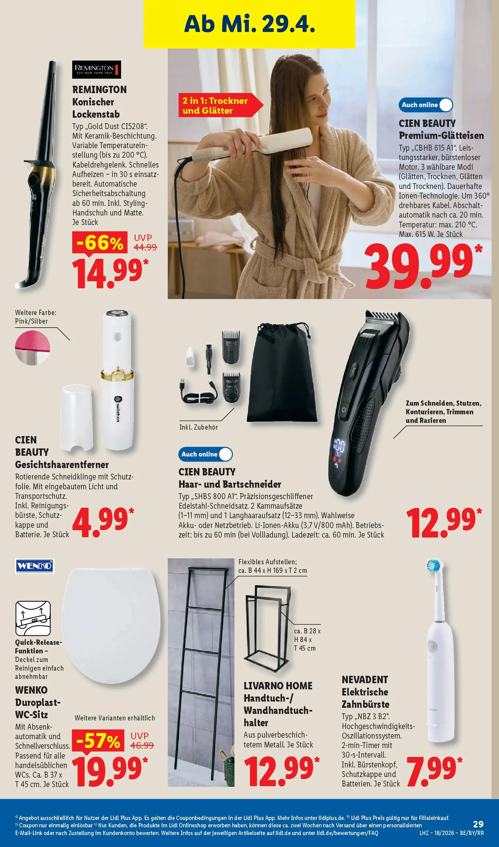 Lidl Prospekt Bergisch Gladbach (ab 27.04.2026) zum Blättern » Angebote | Seite: 49 | Produkte: Trockner, Lockenstab, Zahnbürste, Kappe