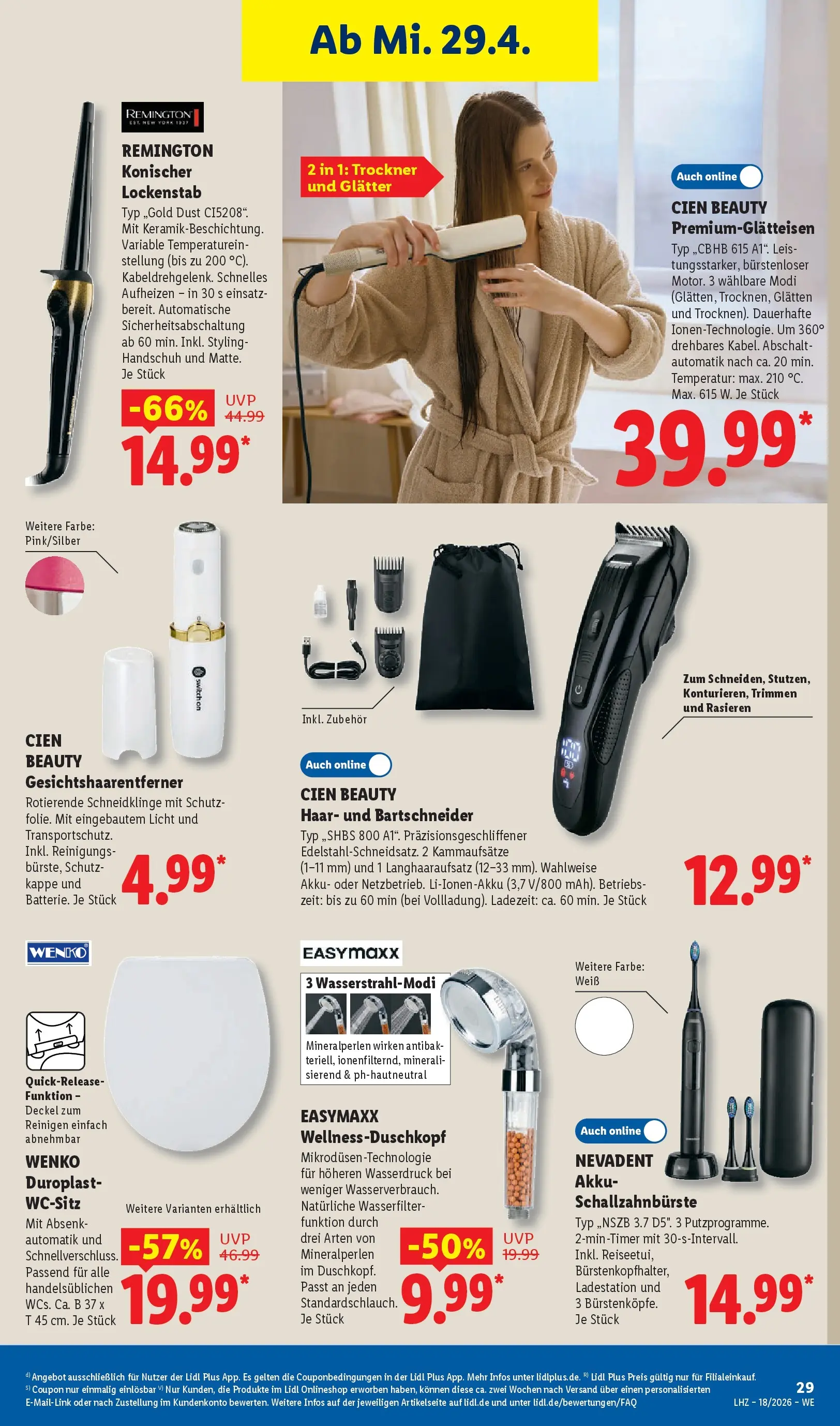 Lidl Prospekt Rheinbrohl (ab 27.04.2026) zum Blättern » Angebote | Seite: 49 | Produkte: Trockner, Lockenstab, Kappe