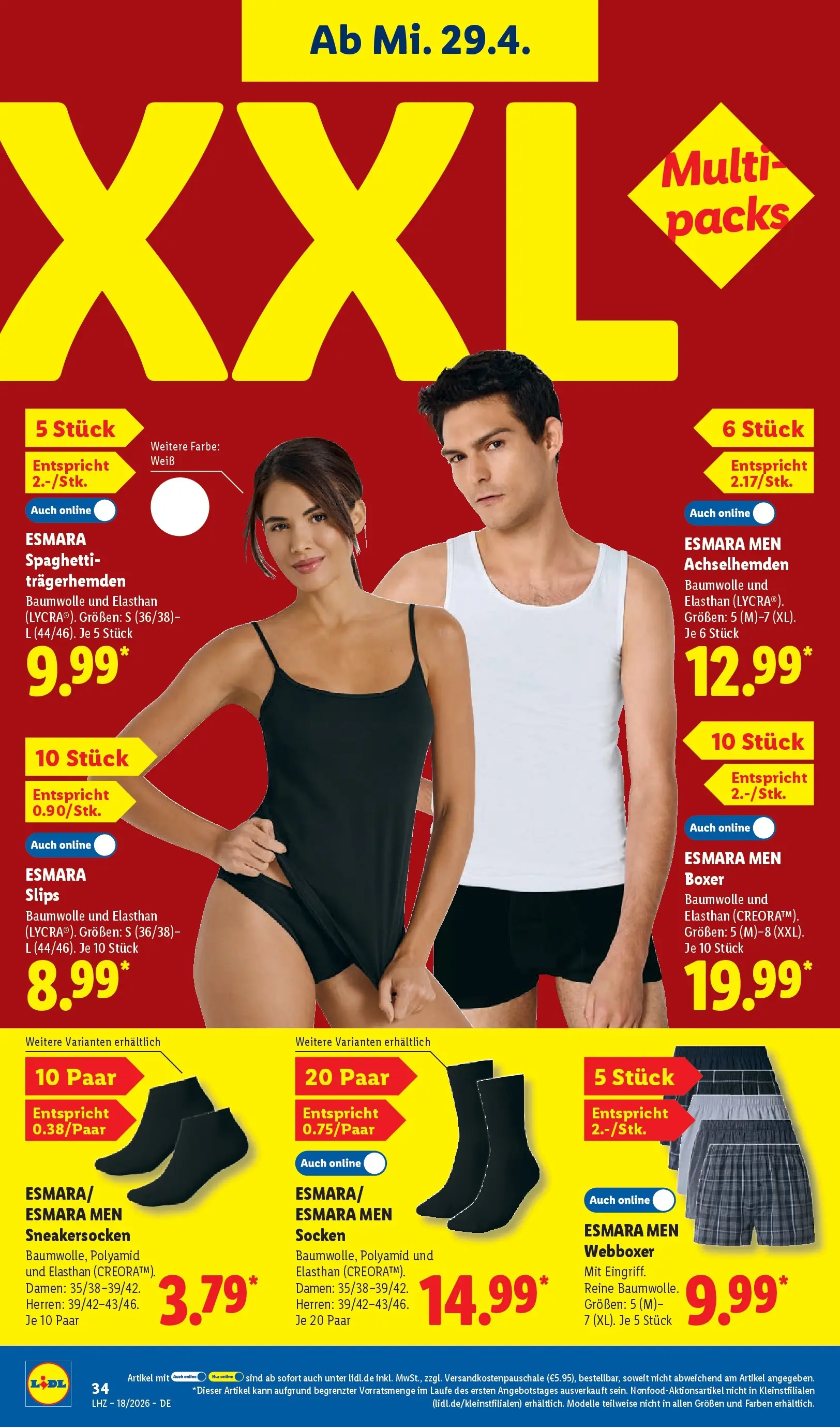 Lidl Prospekt Mahlow (ab 27.04.2026) zum Blättern » Angebote | Seite: 54 | Produkte: Socken, Boxer