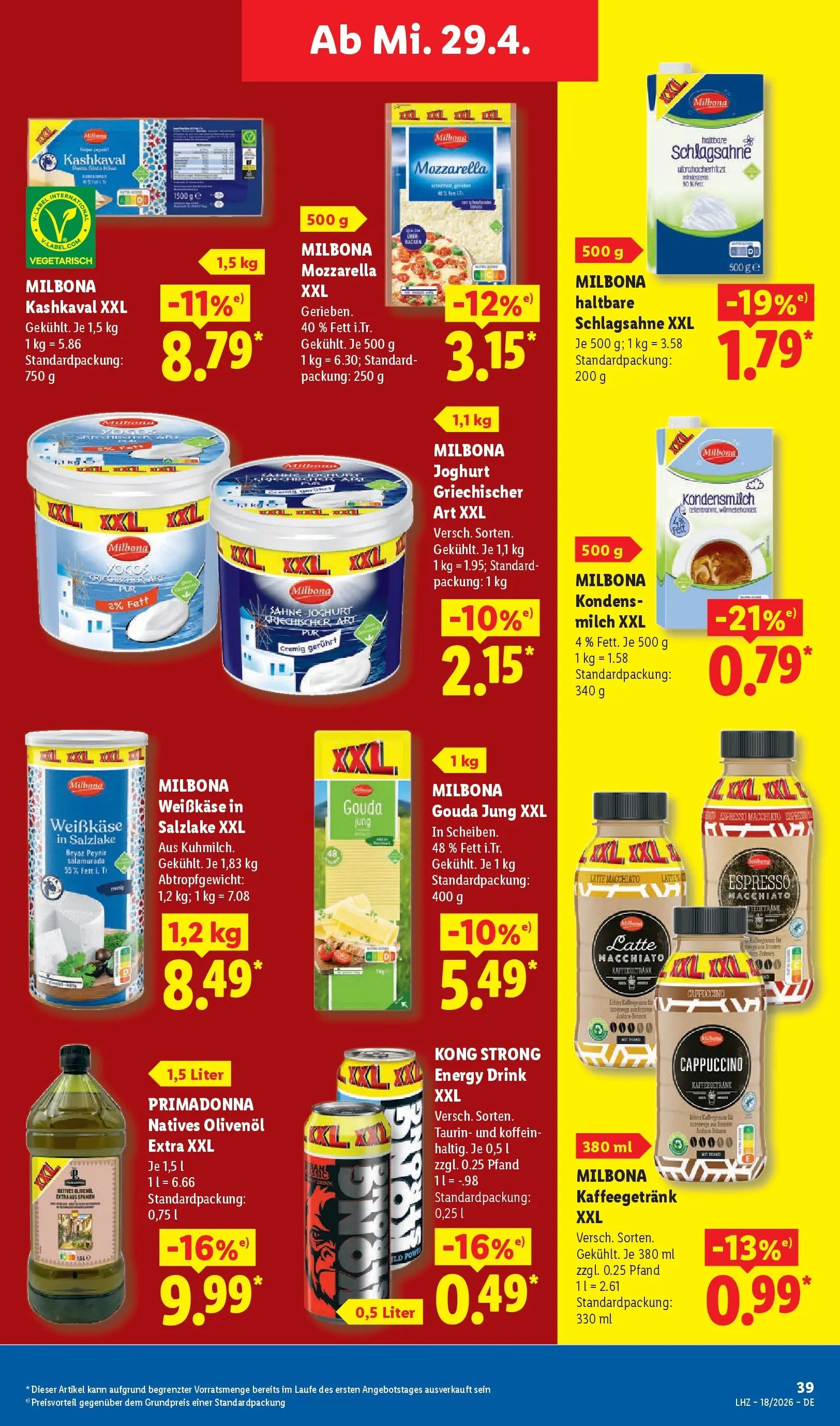Lidl Prospekt Bergisch Gladbach (ab 27.04.2026) zum Blättern » Angebote | Seite: 59 | Produkte: Milch, Joghurt, Olivenol, Sahne