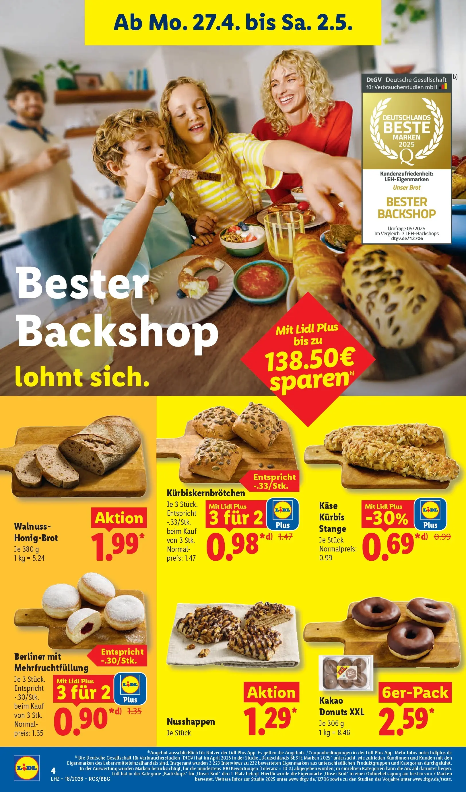 Lidl Prospekt Thale (ab 27.04.2026) zum Blättern » Angebote | Seite: 10 | Produkte: Käse, Donuts, Kürbis, Brot