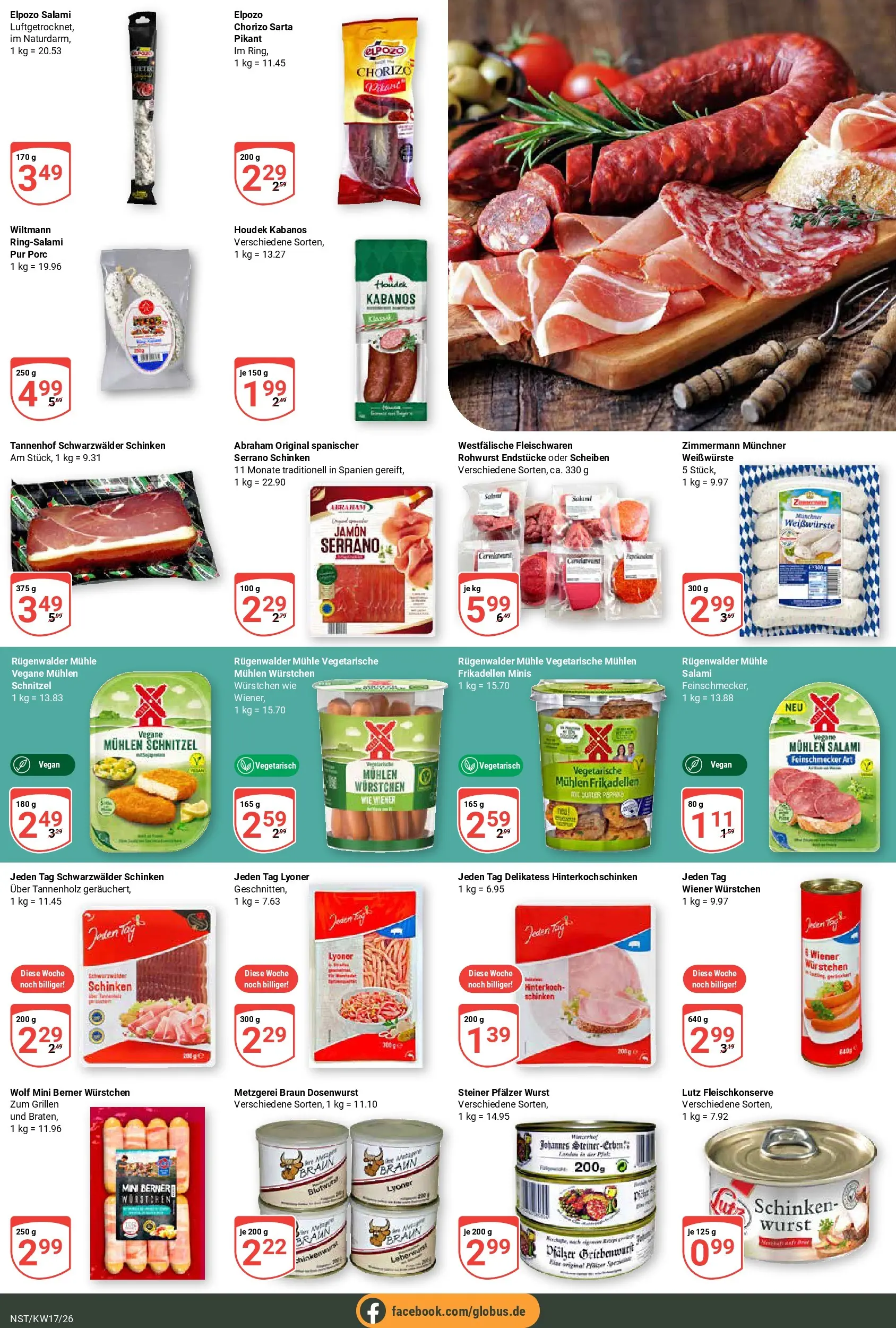 Globus Prospekt Neustadt	 (ab 20.04.2026) » Angebote online | Seite: 13 | Produkte: Wiener wurstchen, Wurst, Salami, Serrano schinken