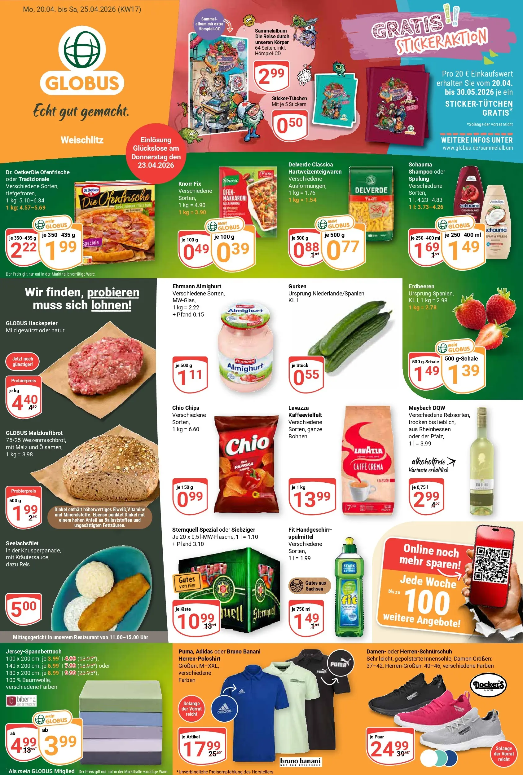 Globus Prospekt Weischlitz	 (ab 20.04.2026) » Angebote online | Seite: 3 | Produkte: Ofen, Knorr fix, Paprika, Gurken