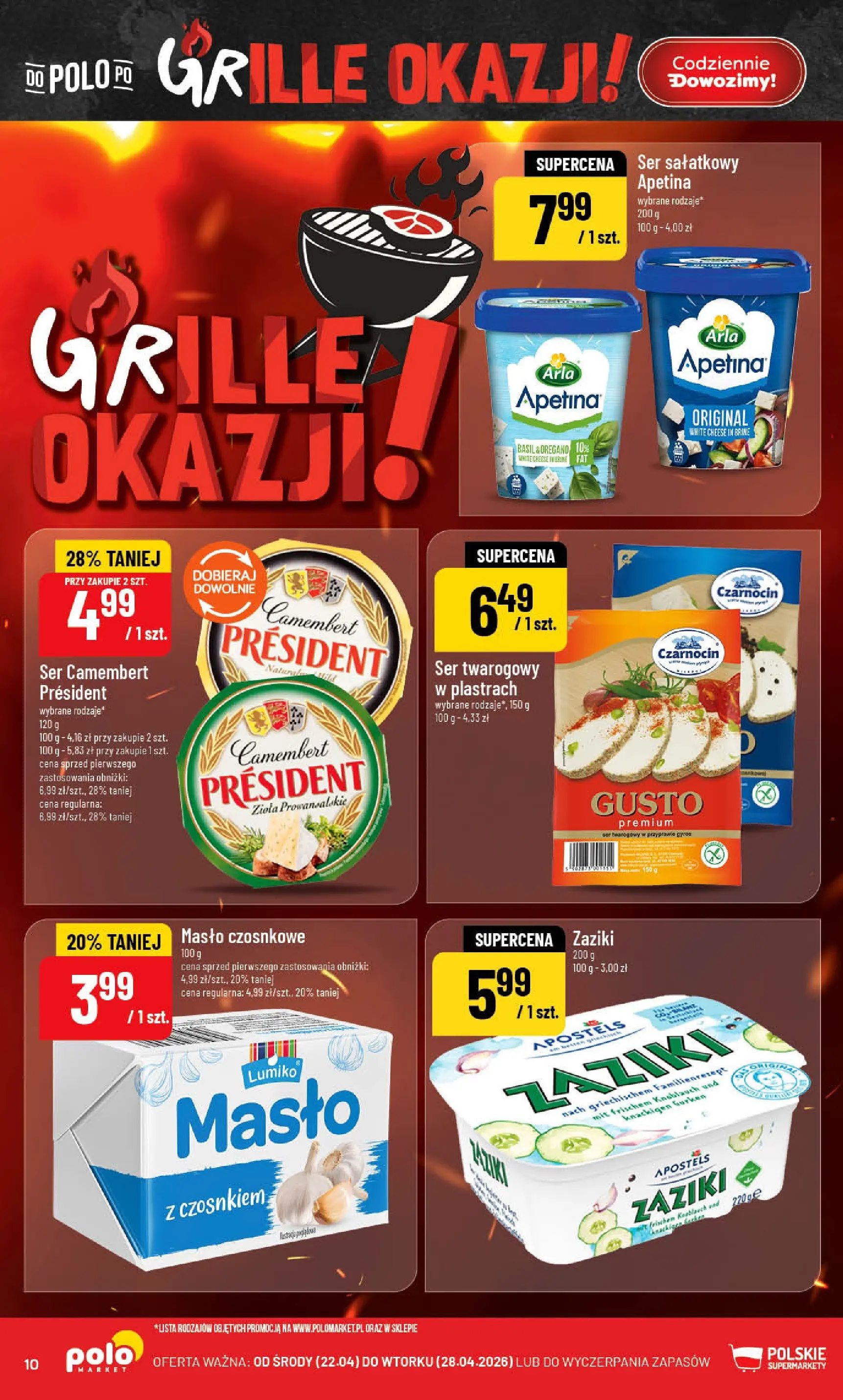 Nowa POLOmarket gazetka od jutra 22.04.2026 | Strona: 10 | Produkty: Oregano, Ser camembert, Masło, Ser