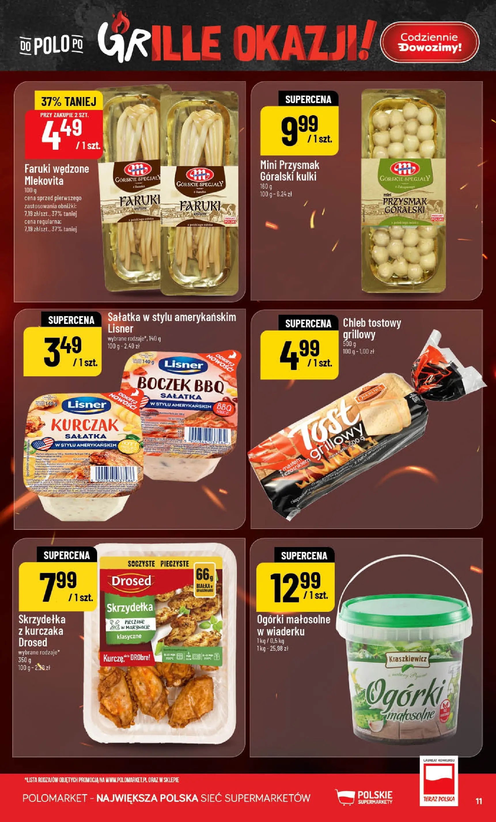 Nowa POLOmarket gazetka od jutra 22.04.2026 | Strona: 11 | Produkty: Chleb tostowy, Boczek, Chleb, Ogórki
