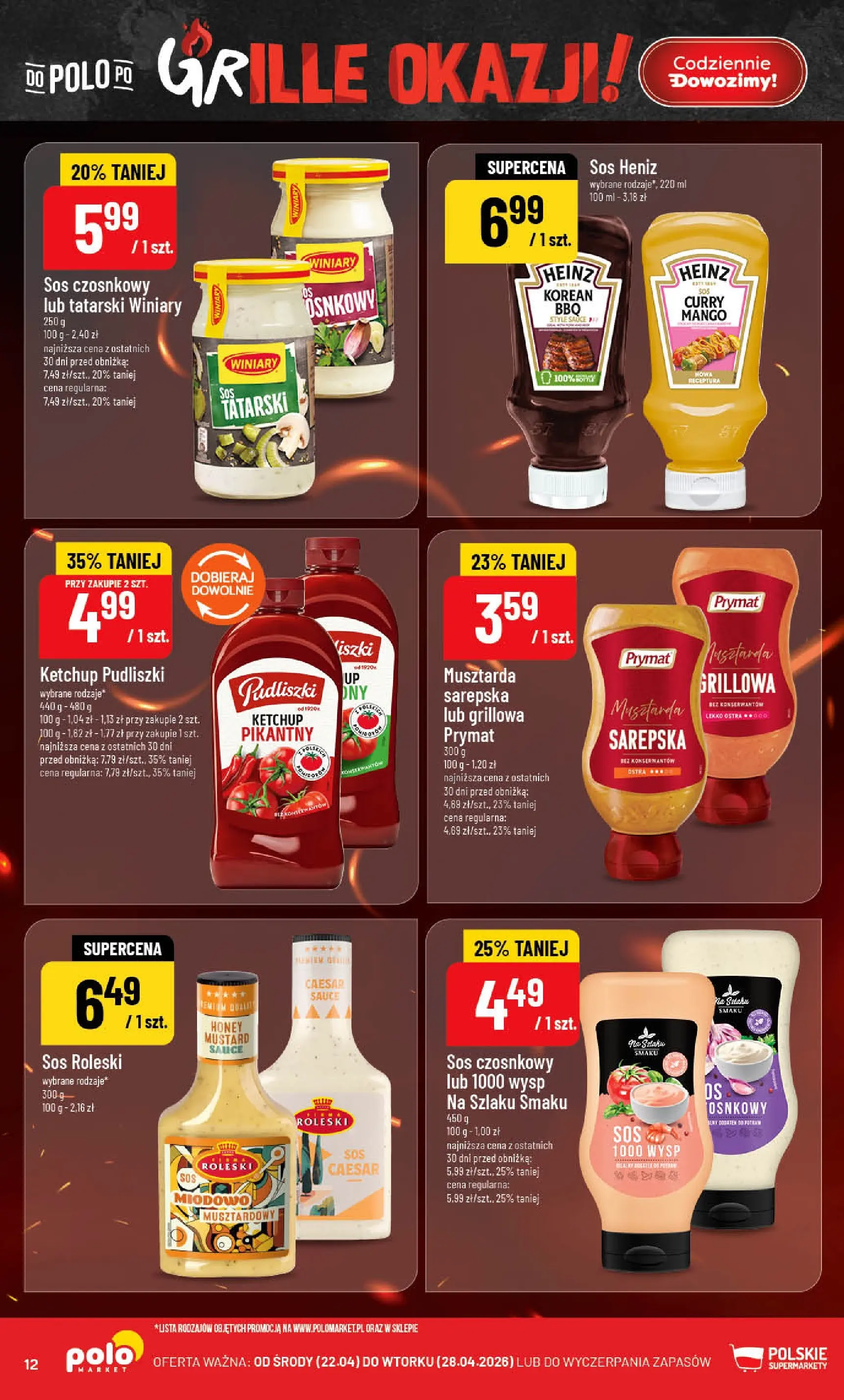 Nowa POLOmarket gazetka od jutra 22.04.2026 | Strona: 12 | Produkty: Mango, Curry, Ketchup, Musztarda