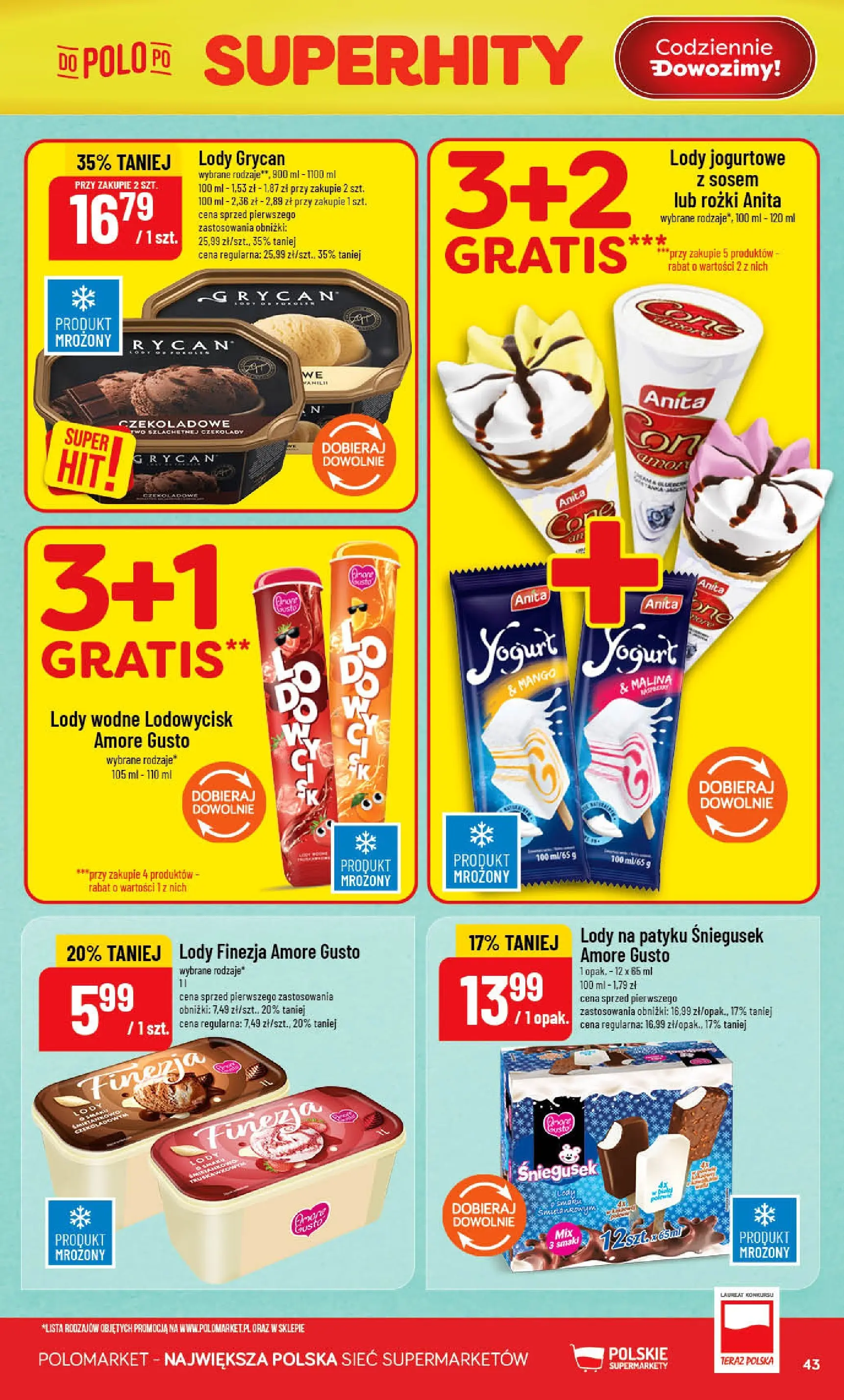 Nowa POLOmarket gazetka od jutra 22.04.2026 | Strona: 43 | Produkty: Mango, Czekolady, Lody na patyku, Lody