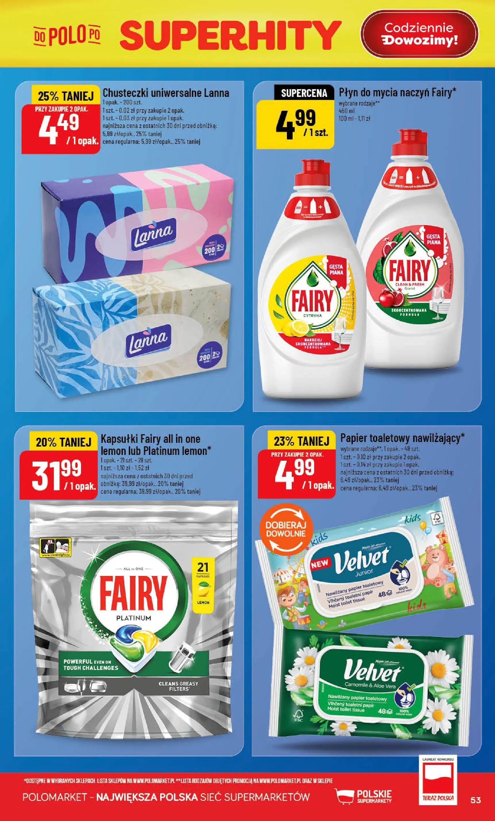Nowa POLOmarket gazetka od jutra 22.04.2026 | Strona: 53 | Produkty: Cytryna, Papier toaletowy, Fairy, Płyn do mycia naczyń