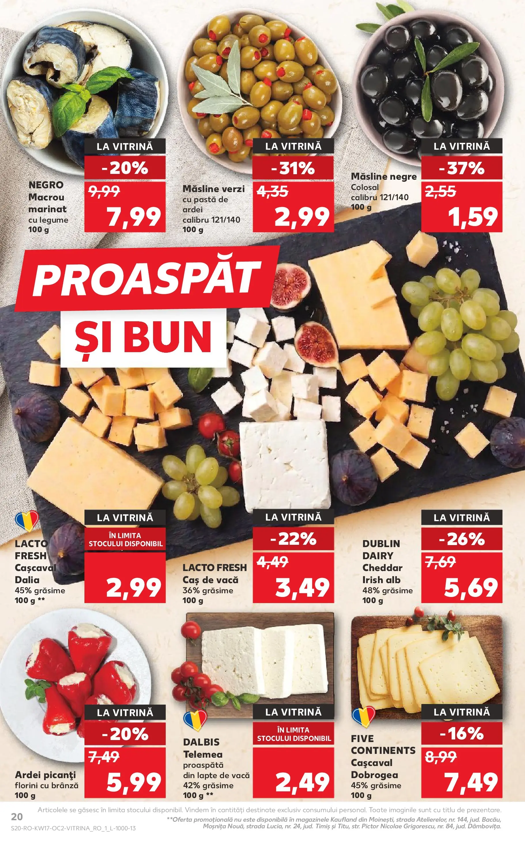 Kaufland Constanța 22.04.2026 - Revista si Oferta | Pagină: 20 | Produse: Măsline, Ardei, Brânză, Legume