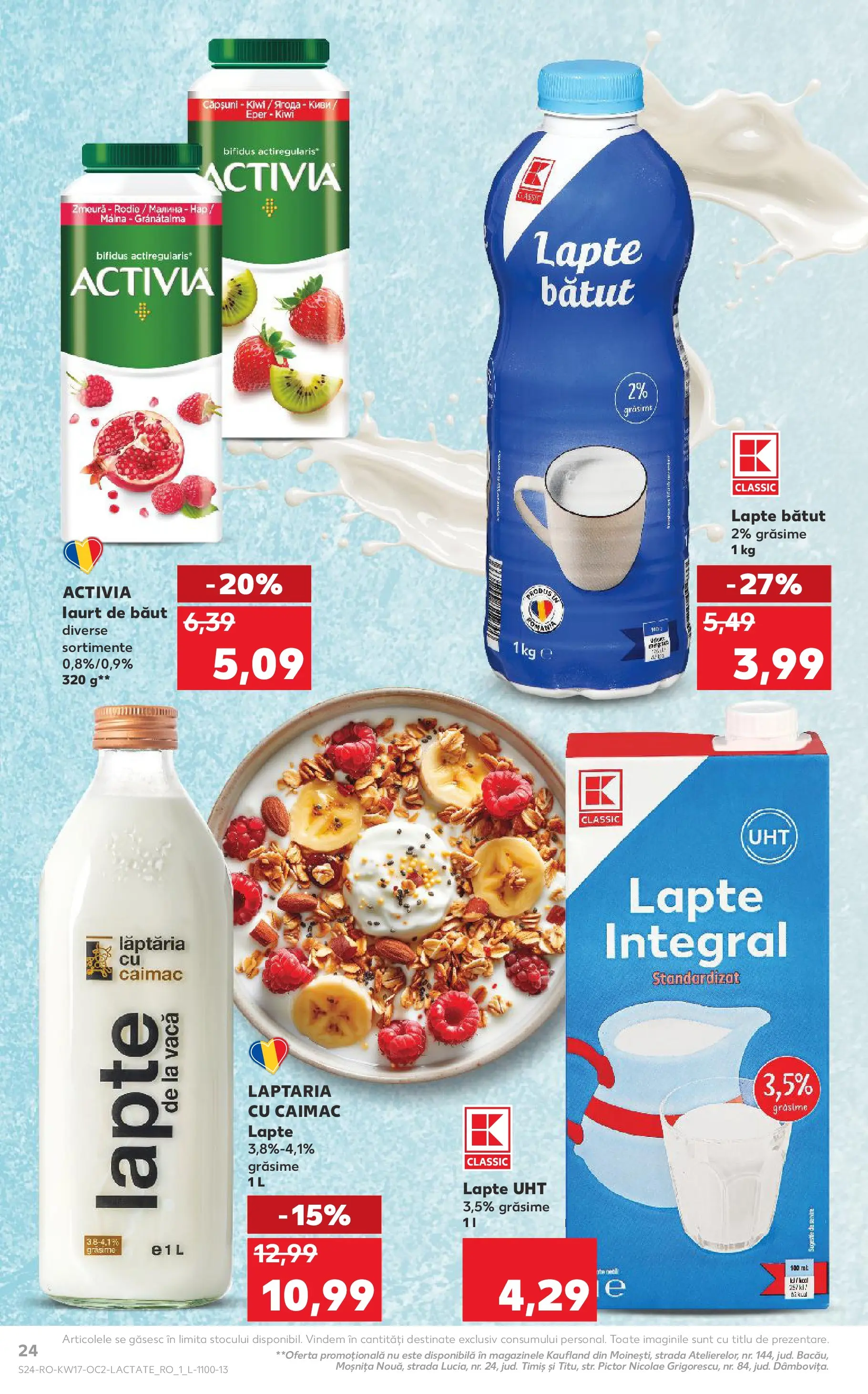 Kaufland Constanța 22.04.2026 - Revista si Oferta | Pagină: 24 | Produse: Lapte, Iaurt, Căpșuni, Kiwi